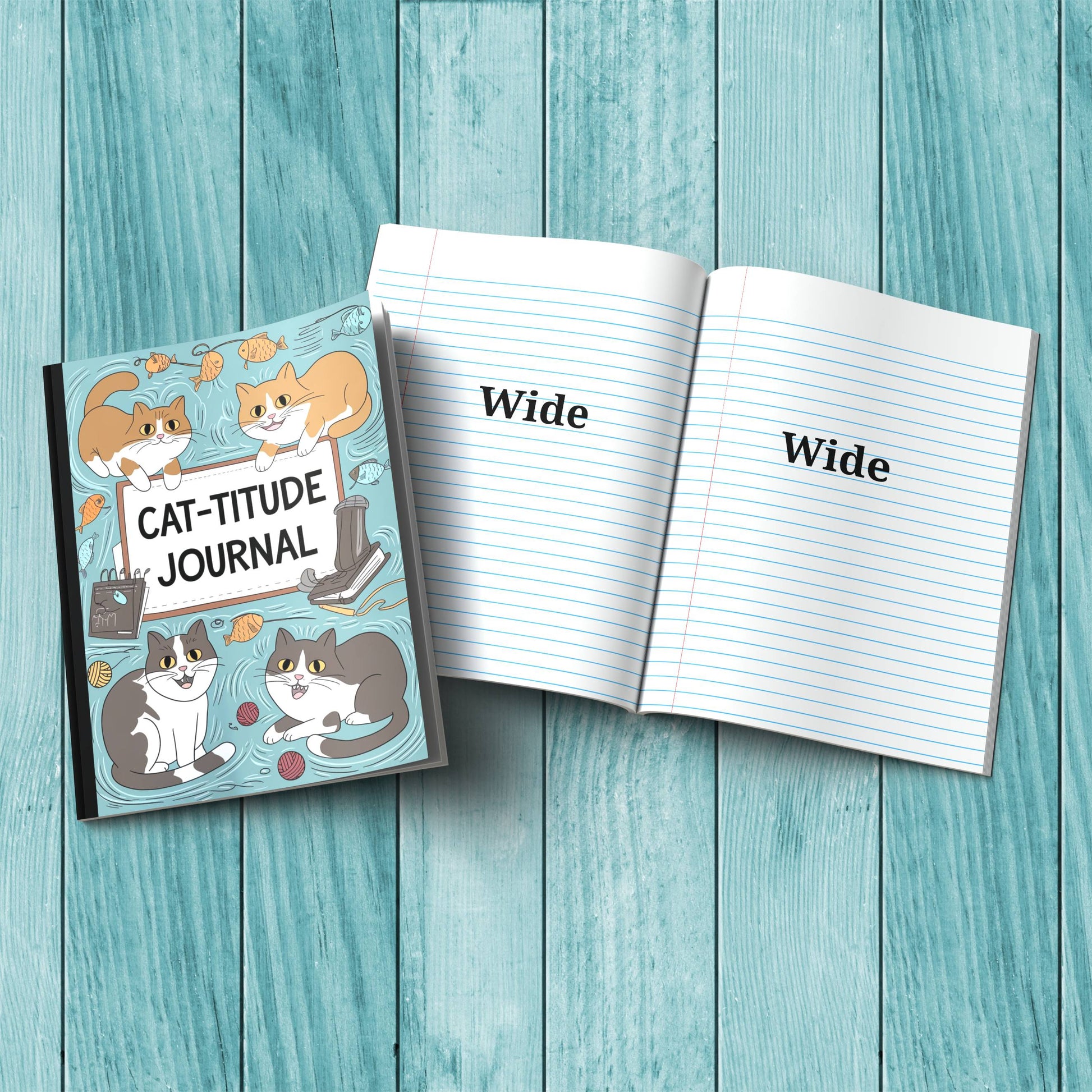 Cat-titude sturdy cardstock cover composition notebook for wellness writing and positive affirmations.