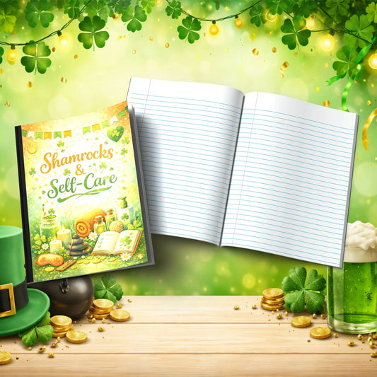 Shop our shamrocks self care st patricks day journal featuring the Gold Lined style option from MySisterIsASurvivor.