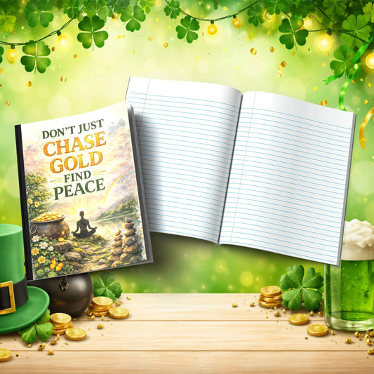Shop our dont just chase gold find peace st patricks day journal featuring the Gold Lined style option from MySisterIsASurvivor.