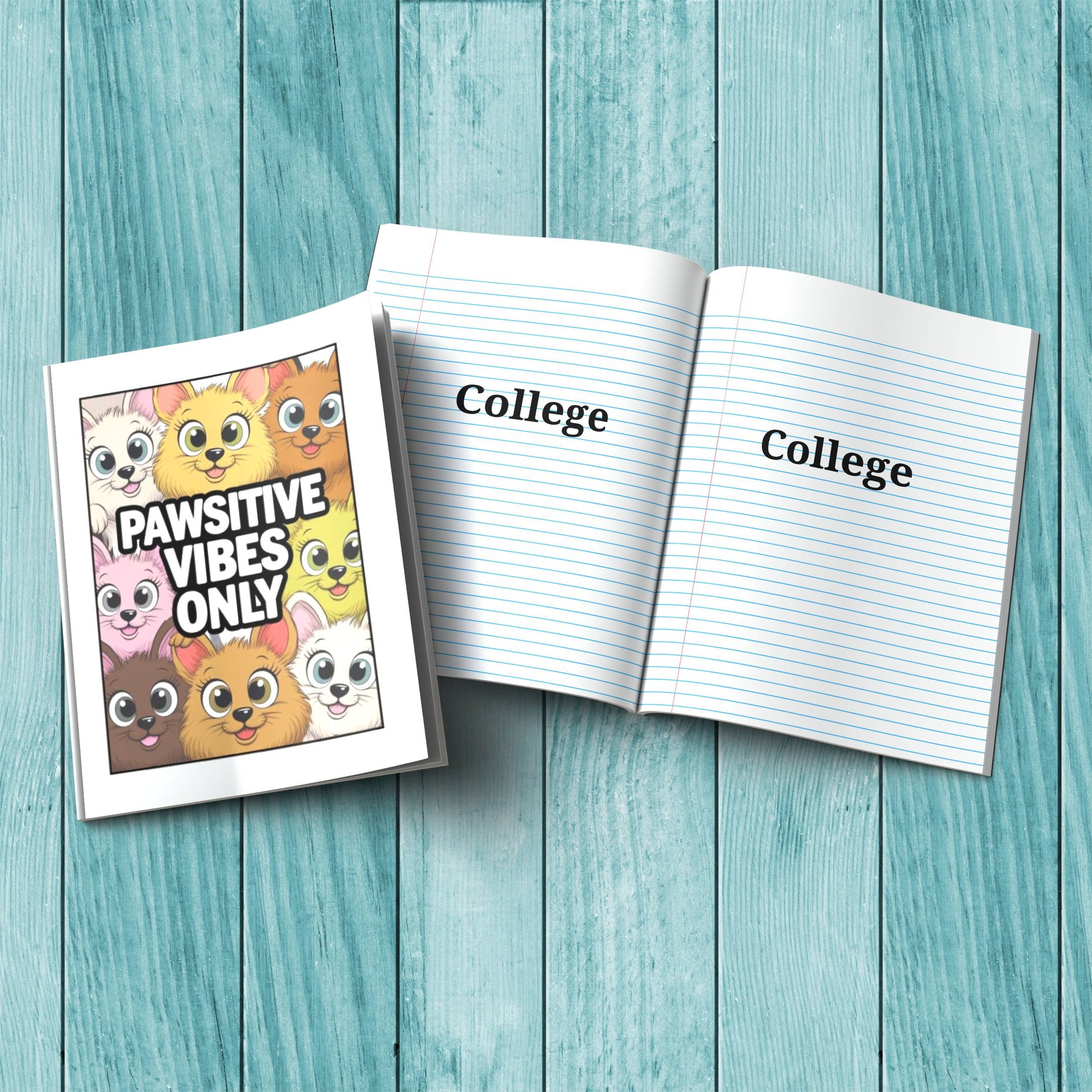 Pawsitive Vibes Only sturdy cardstock cover notebook for affirmations, journaling, and mindfulness writing.
