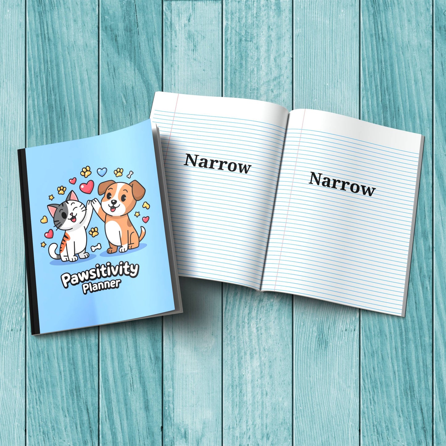 Pawsitivity Planner sturdy cover notebook for therapy notes, mindfulness, and stress relief journaling.