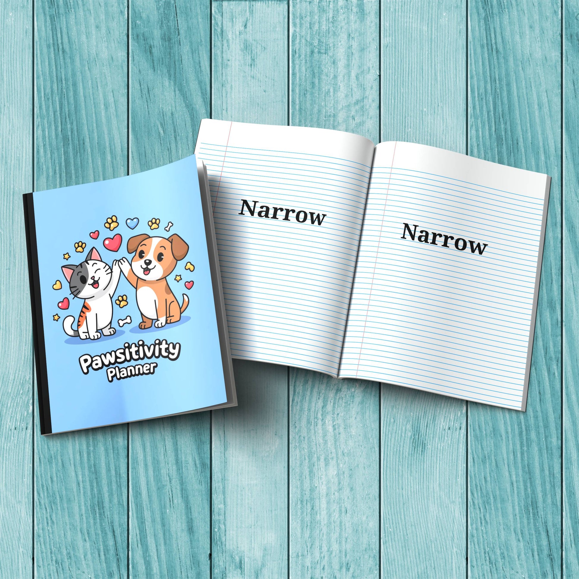 Pawsitivity Planner sturdy cover notebook for therapy notes, mindfulness, and stress relief journaling.