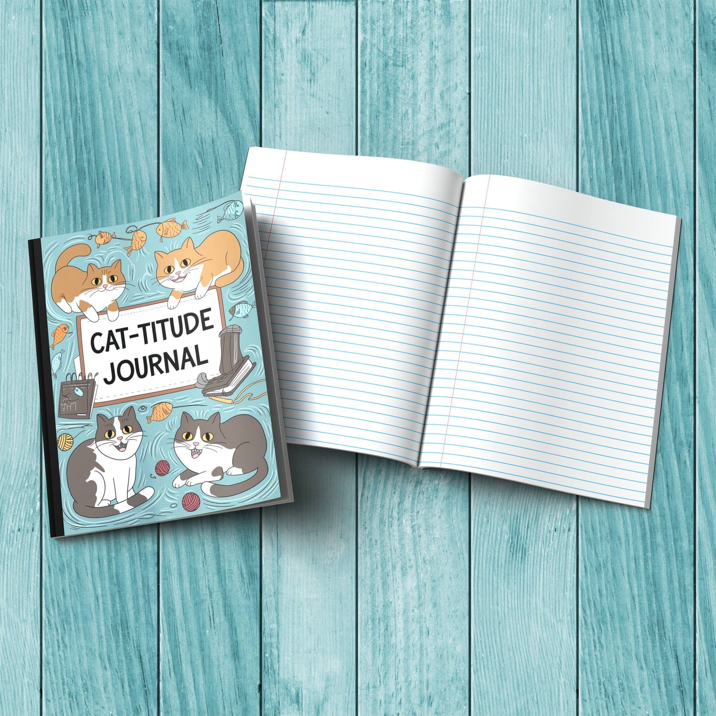 Cat-titude sturdy cardstock cover composition notebook for wellness writing and positive affirmations.