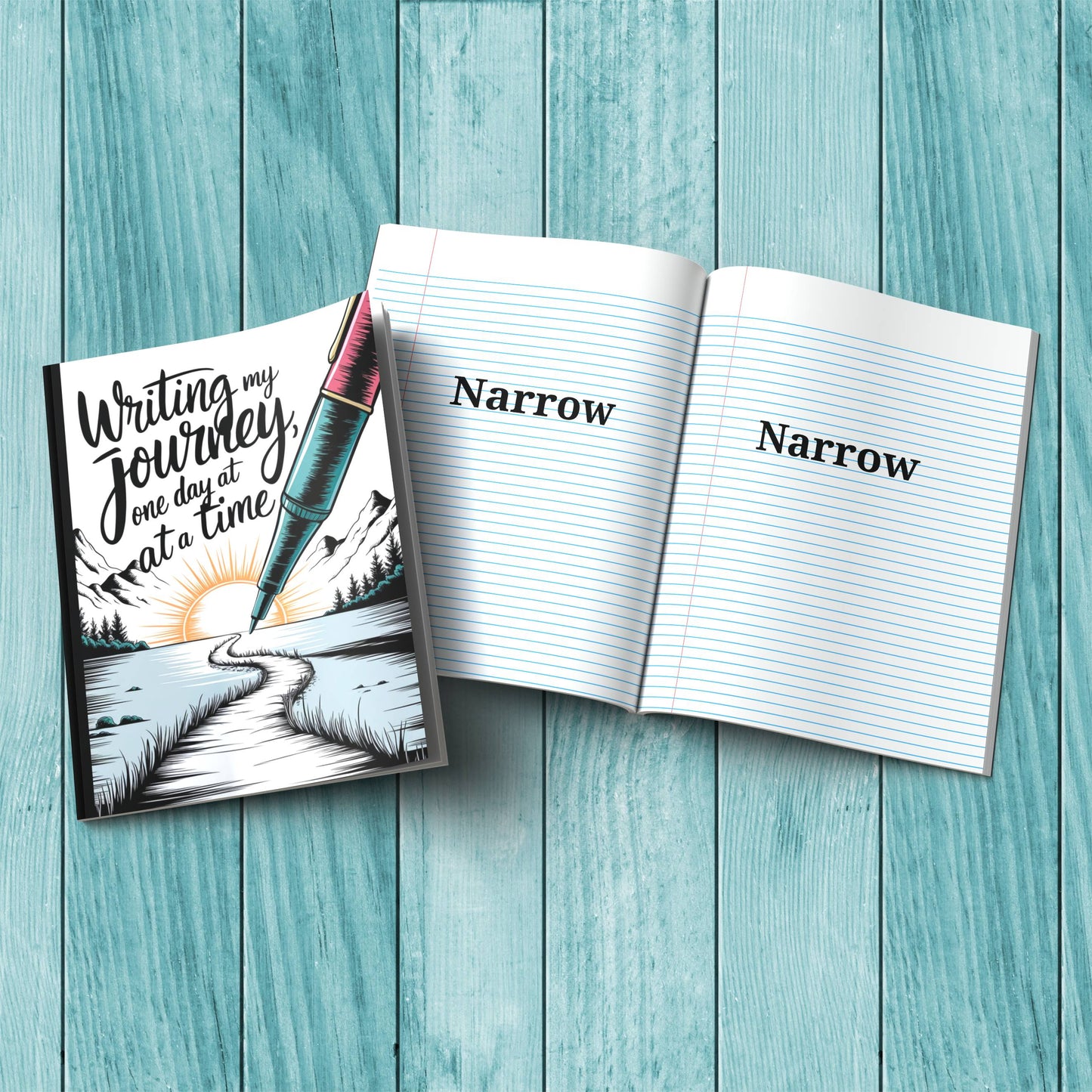 Writing My Journey One Day At A Time sturdy cover notebook for therapy notes, mindfulness, and affirmations.