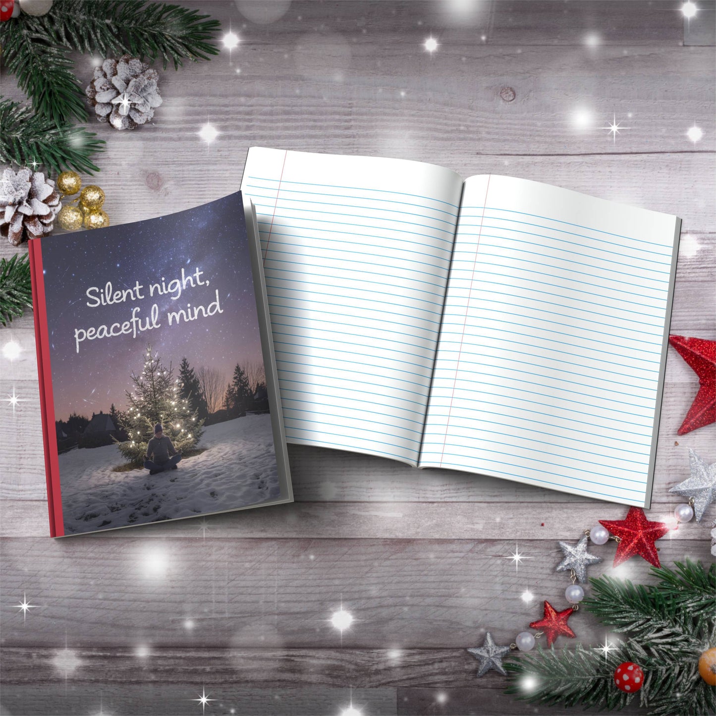 Teal Christmas Trees & Snowmen Paperback Christmas Composition Notebook for festive journaling and holiday writing