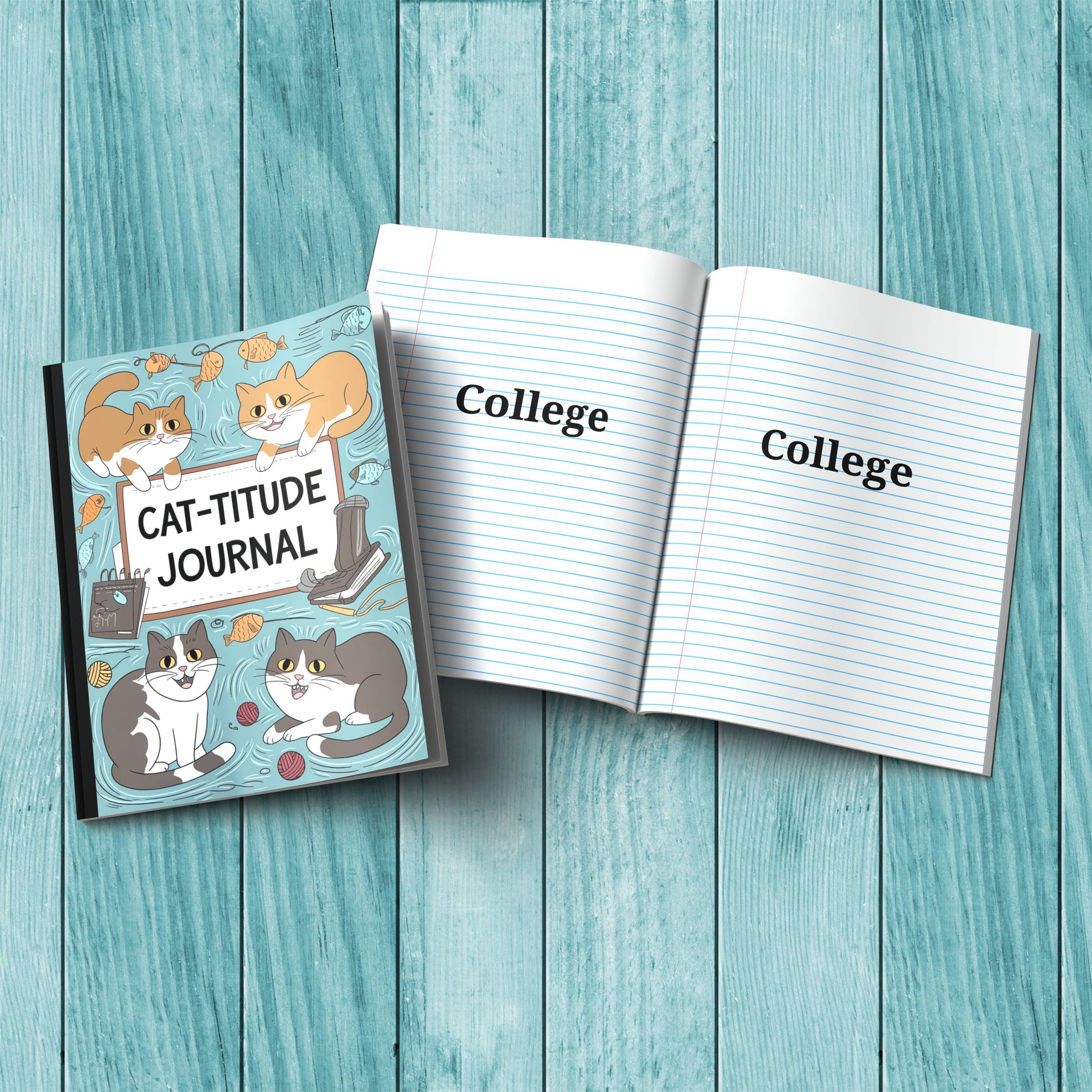 Cat-titude sturdy cardstock cover composition notebook for wellness writing and positive affirmations.