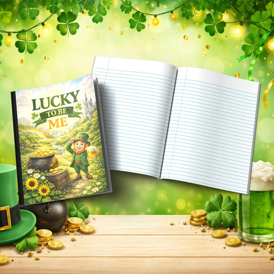 Shop our lucky to be me st patricks day journal featuring the Gold Lined style option from MySisterIsASurvivor.