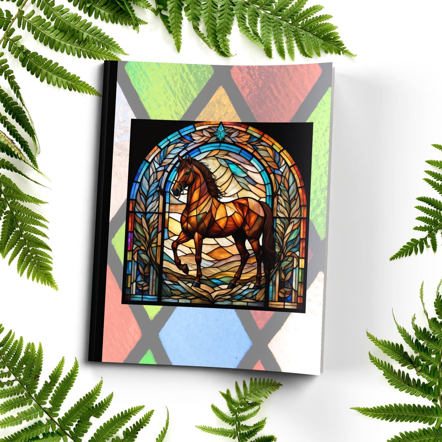 Horse stained glass zoo animals paperback writing journal composition notebook for journaling and mindfulness