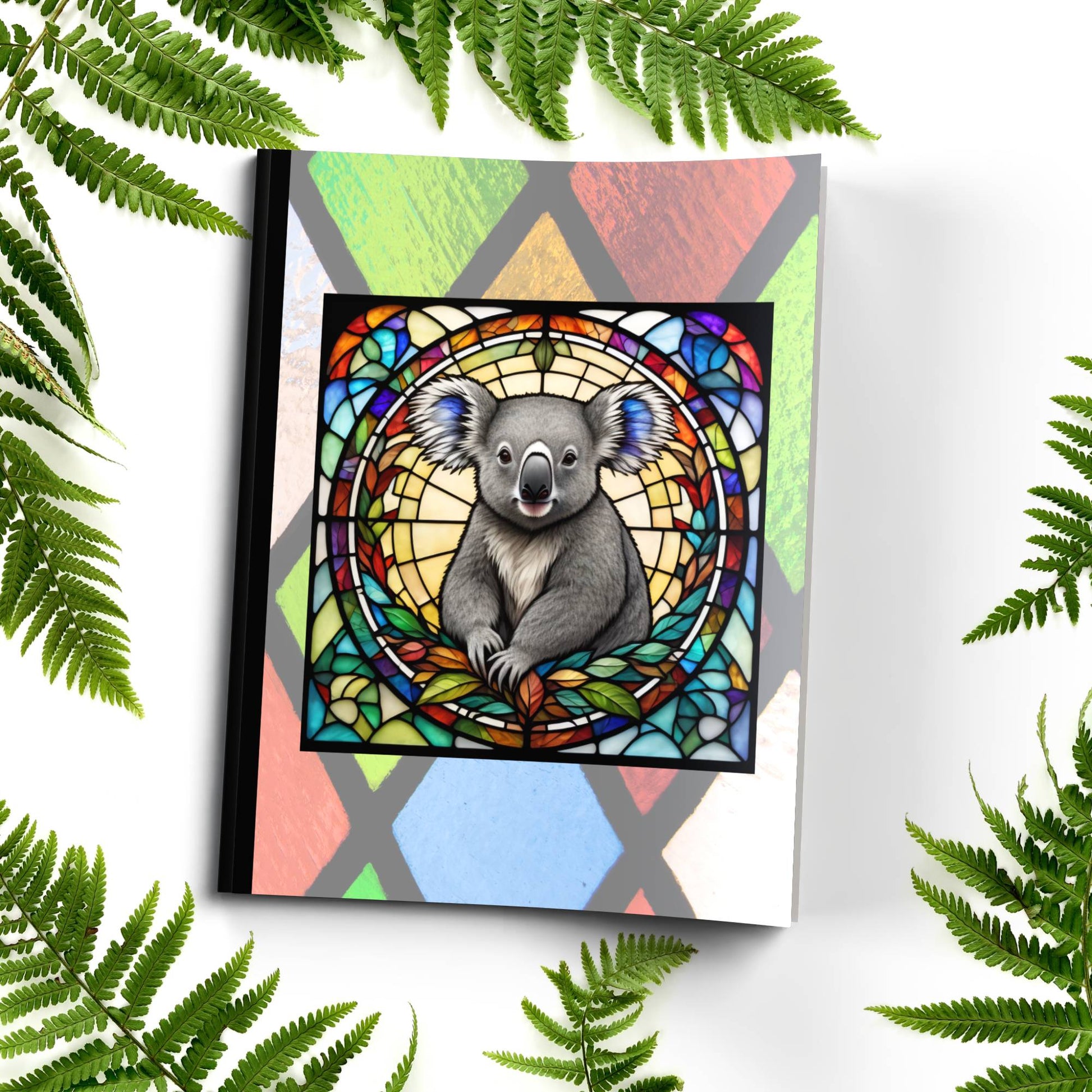 Koala stained glass zoo animals paperback journal composition notebook for mindfulness, journaling, and writing