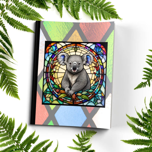 Koala stained glass zoo animals paperback journal composition notebook for mindfulness, journaling, and writing