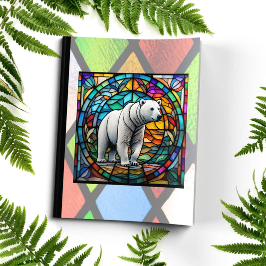 Polar bear stained glass zoo animals paperback composition notebook journal for creative writing and daily notes