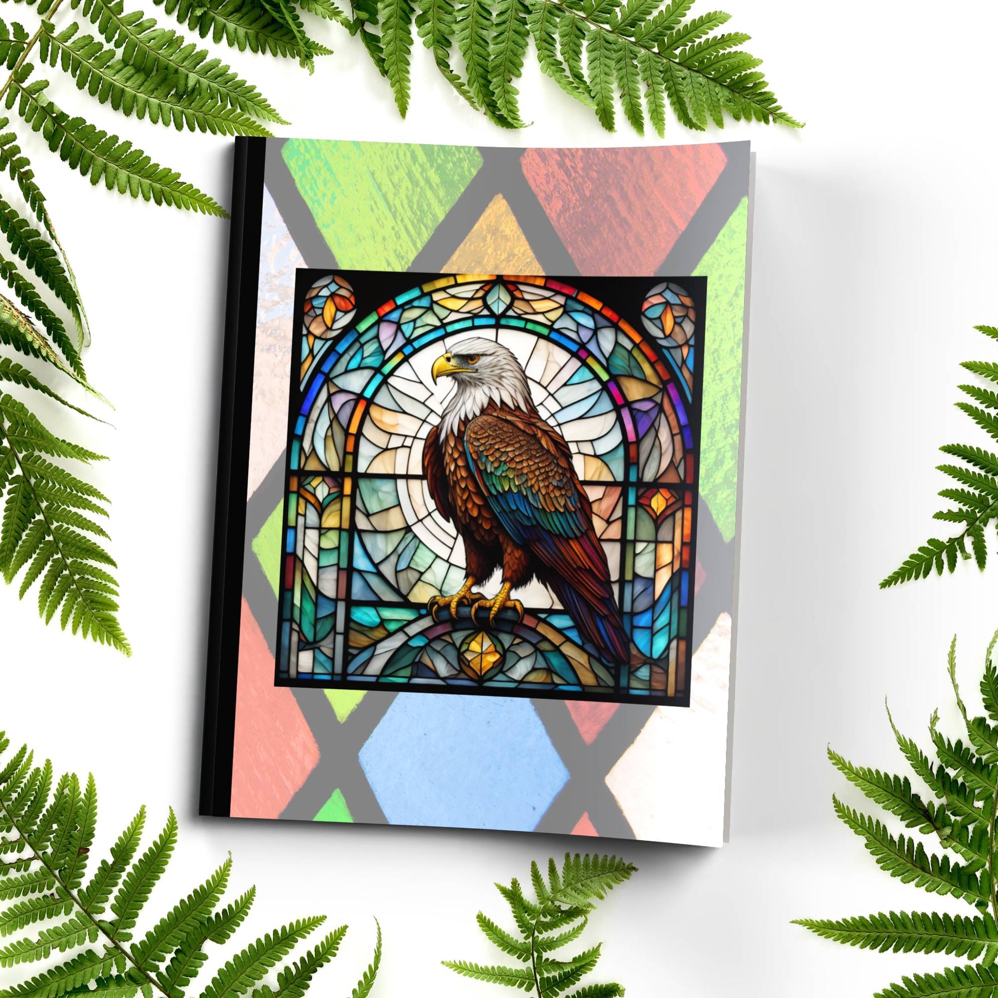 Eagle stained glass zoo animals paperback composition notebook journal for inspiration, writing, and reflection