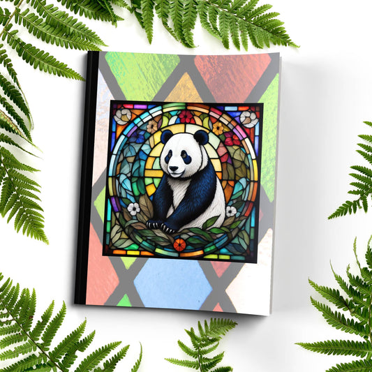 Panda stained glass zoo animals paperback composition notebook journal for mindfulness writing and affirmations
