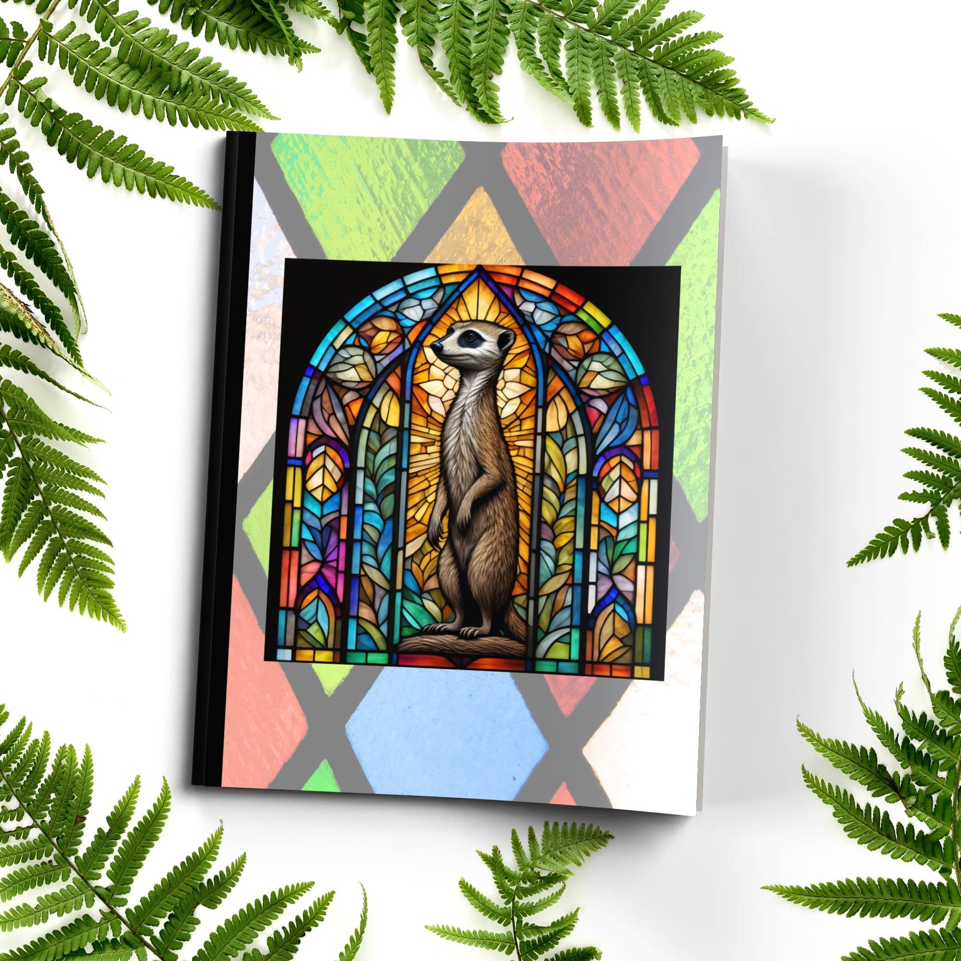 Meerkat stained glass zoo animals paperback writing journal composition notebook for creative journaling and notes