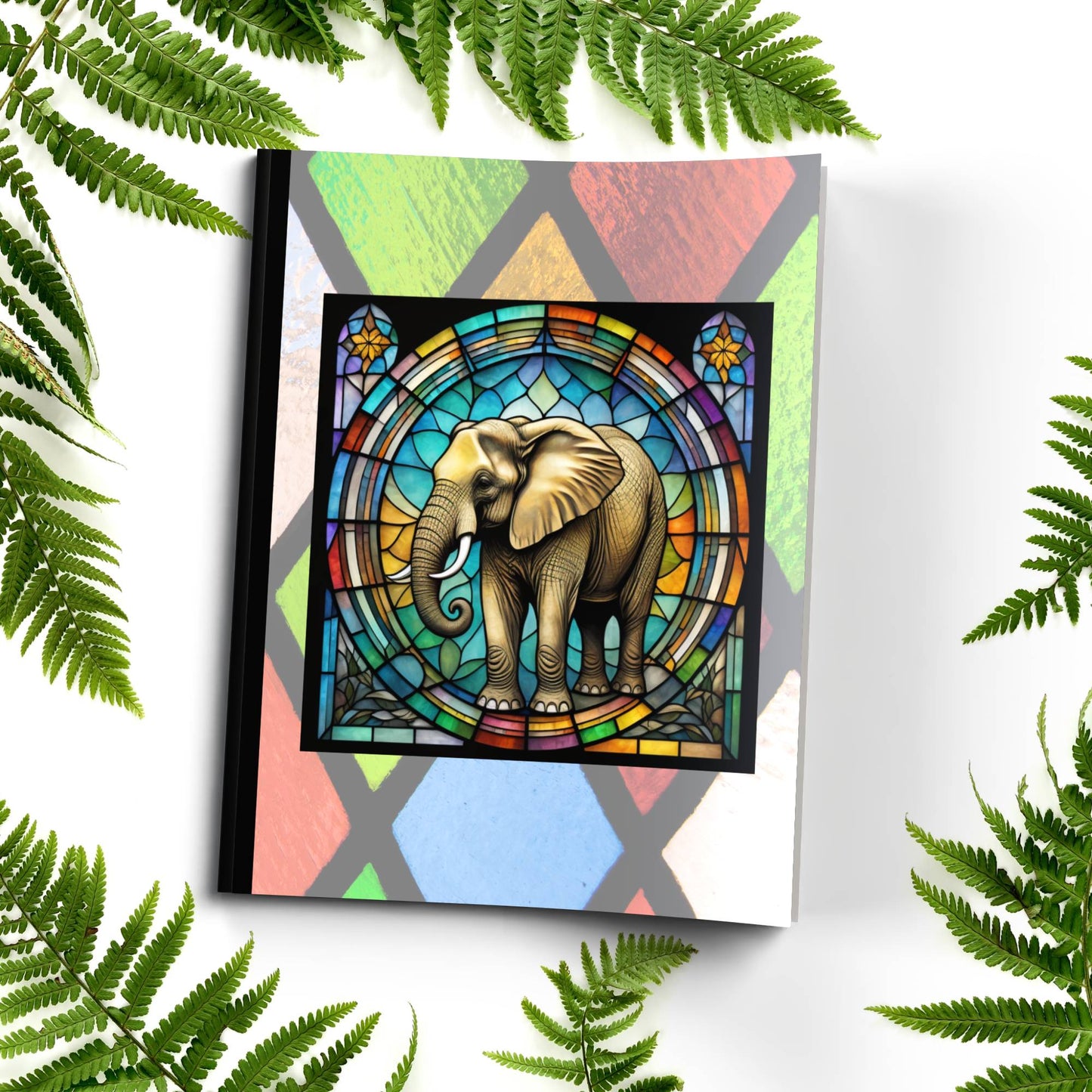 Elephant stained glass zoo animals paperback journal composition notebook for creative writing and mindfulness