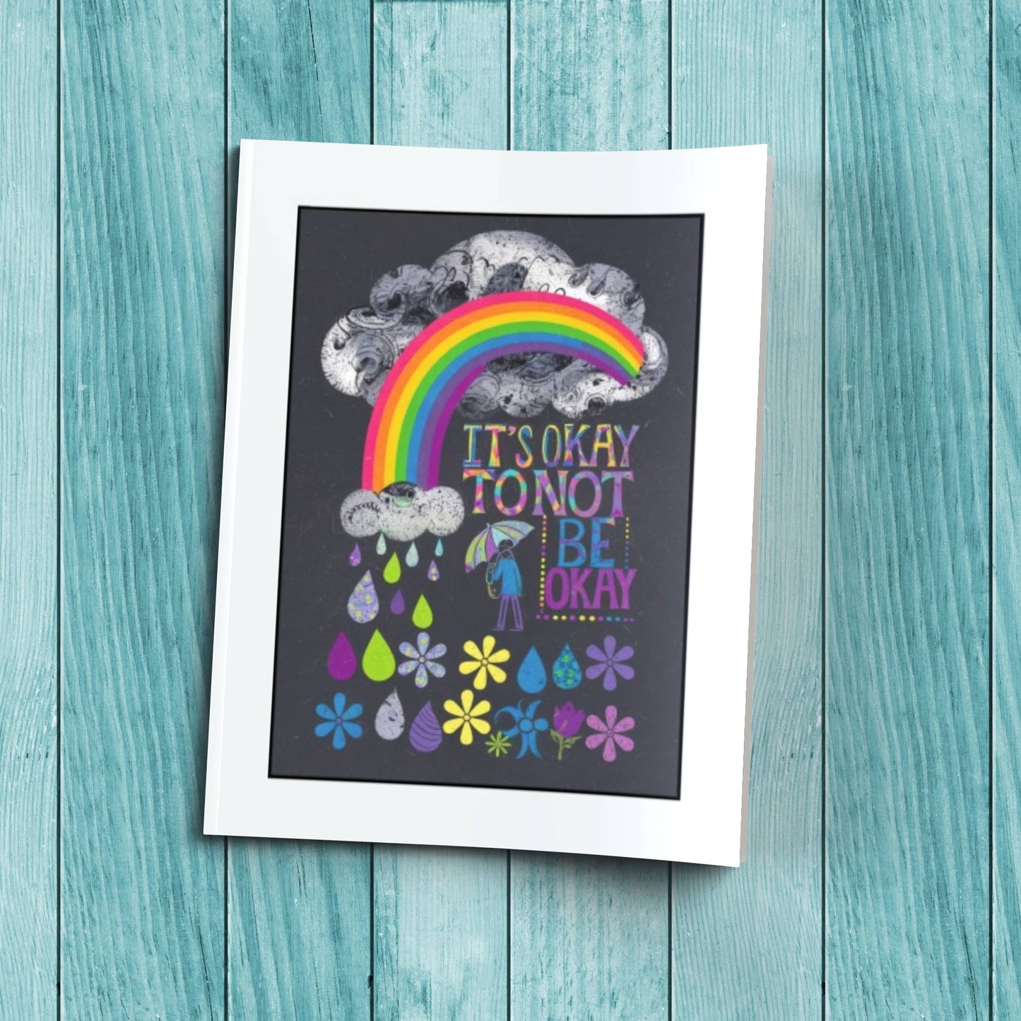 It’s Okay To Not Be Okay sturdy cardstock cover composition notebook for therapy journaling, mindfulness, and self-care writing.