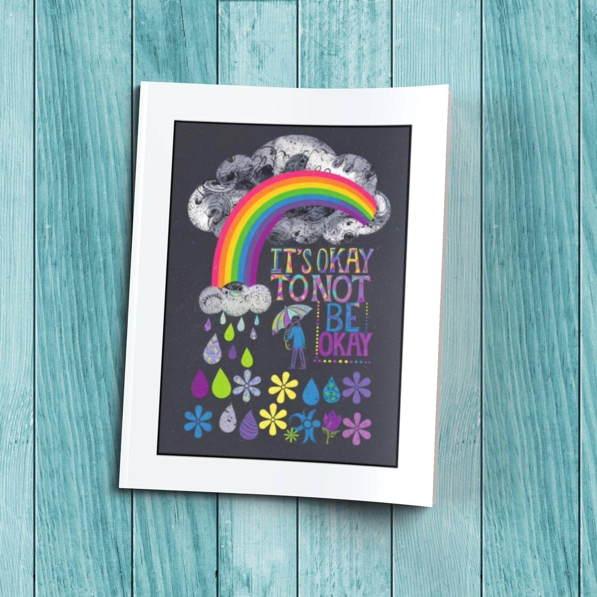 It’s Okay To Not Be Okay sturdy cardstock cover composition notebook for therapy journaling, mindfulness, and self-care writing.
