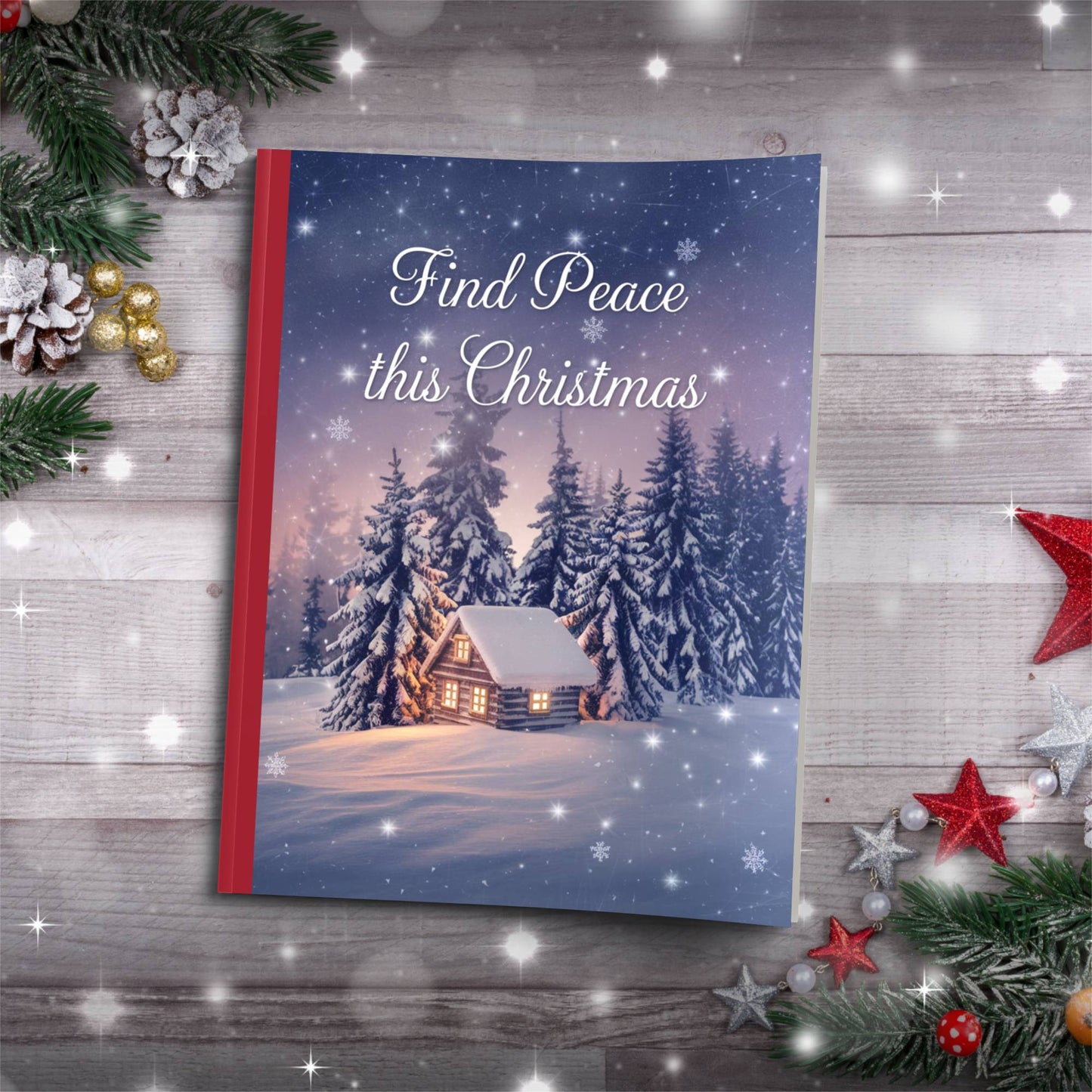 Holiday Greenery with Star Berries Paperback Christmas Composition Notebook for journaling and seasonal mindfulness