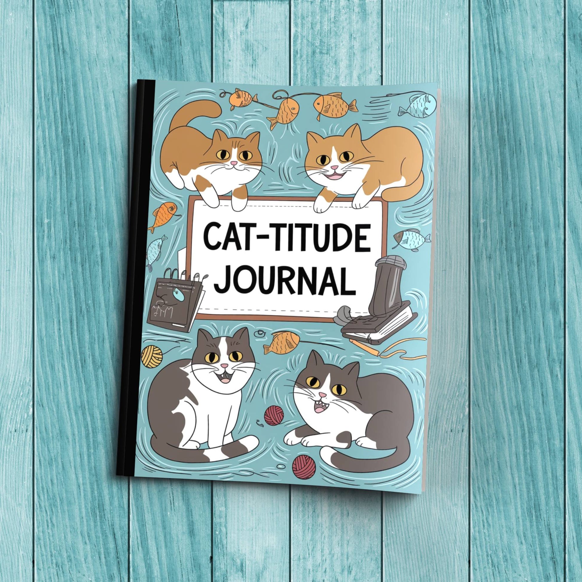 Cat-titude sturdy cardstock cover composition notebook for wellness writing and positive affirmations.