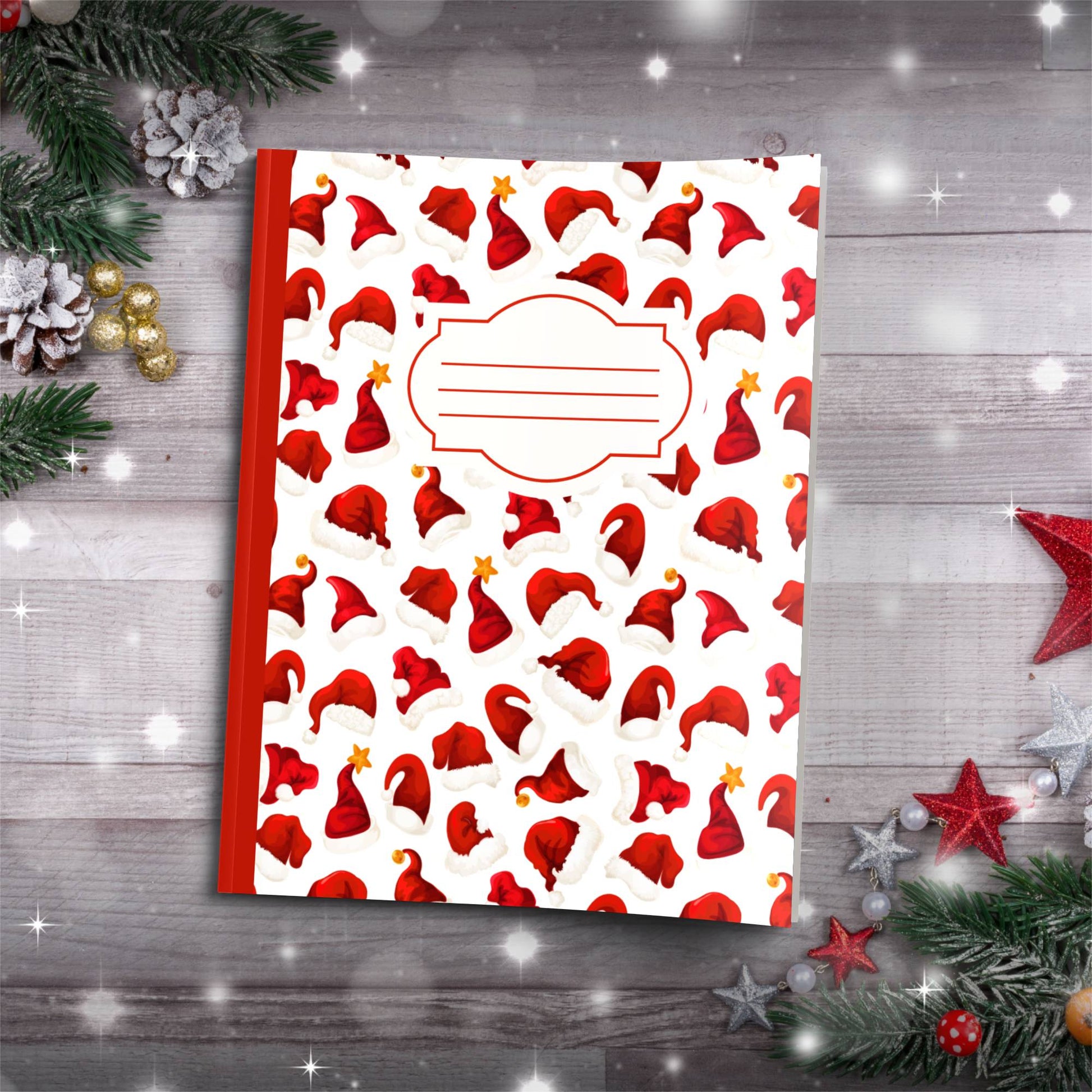 Santa Claus, Reindeer & Candy Canes Paperback Christmas Composition Notebook for mindful journaling and holiday cheer