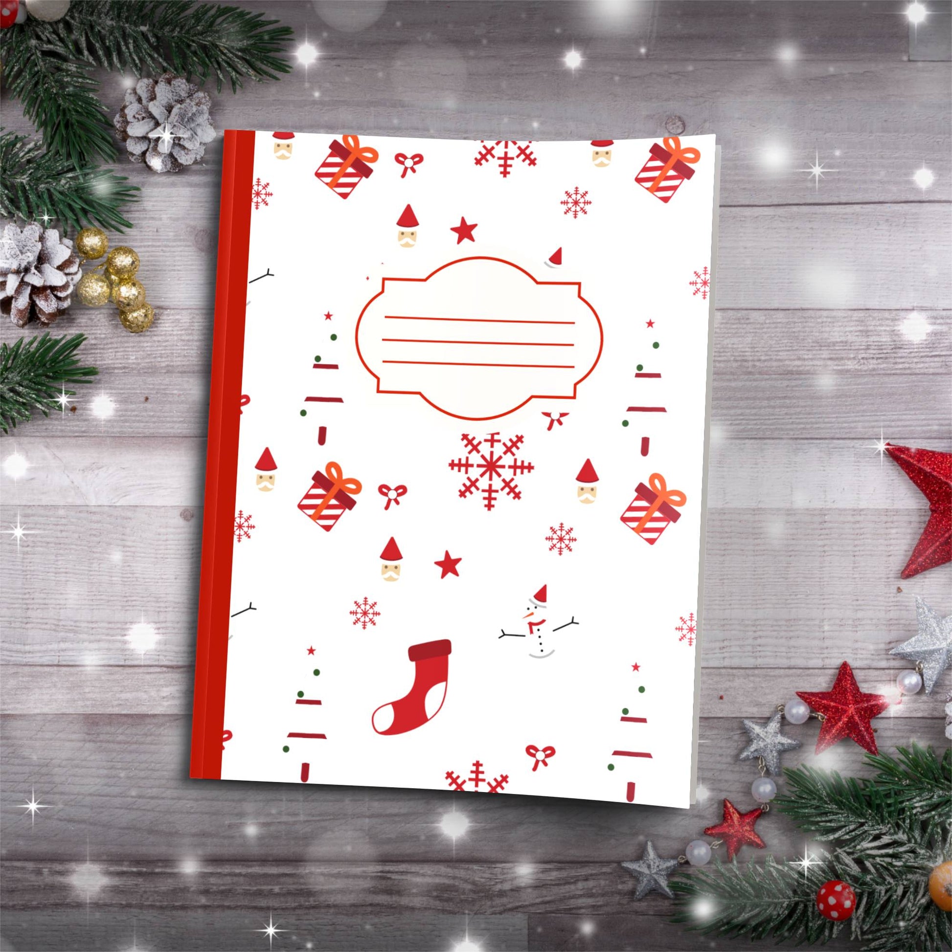 Snowmen with Olive Leaves Holiday Pattern Paperback Christmas Composition Notebook for festive writing and mindfulness