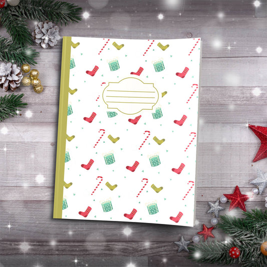 Red Santa Hat Pattern Paperback Christmas Composition Notebook for journaling, festive writing, and holiday gifts