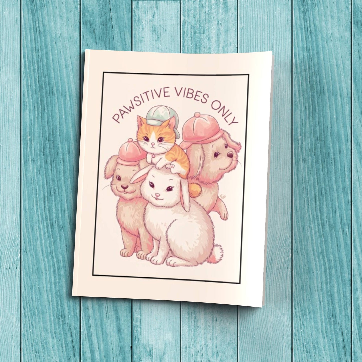 Pawsitive Vibes Only sturdy cover composition notebook for stress relief, anxiety journaling, and therapy reflections.