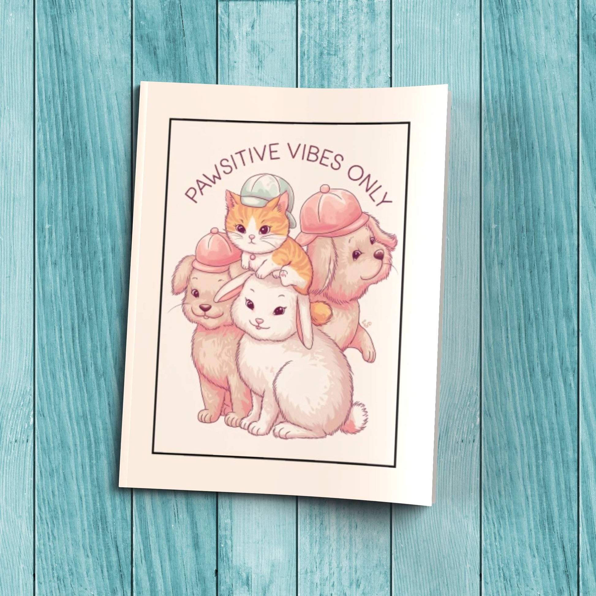 Pawsitive Vibes Only sturdy cover composition notebook for stress relief, anxiety journaling, and therapy reflections.