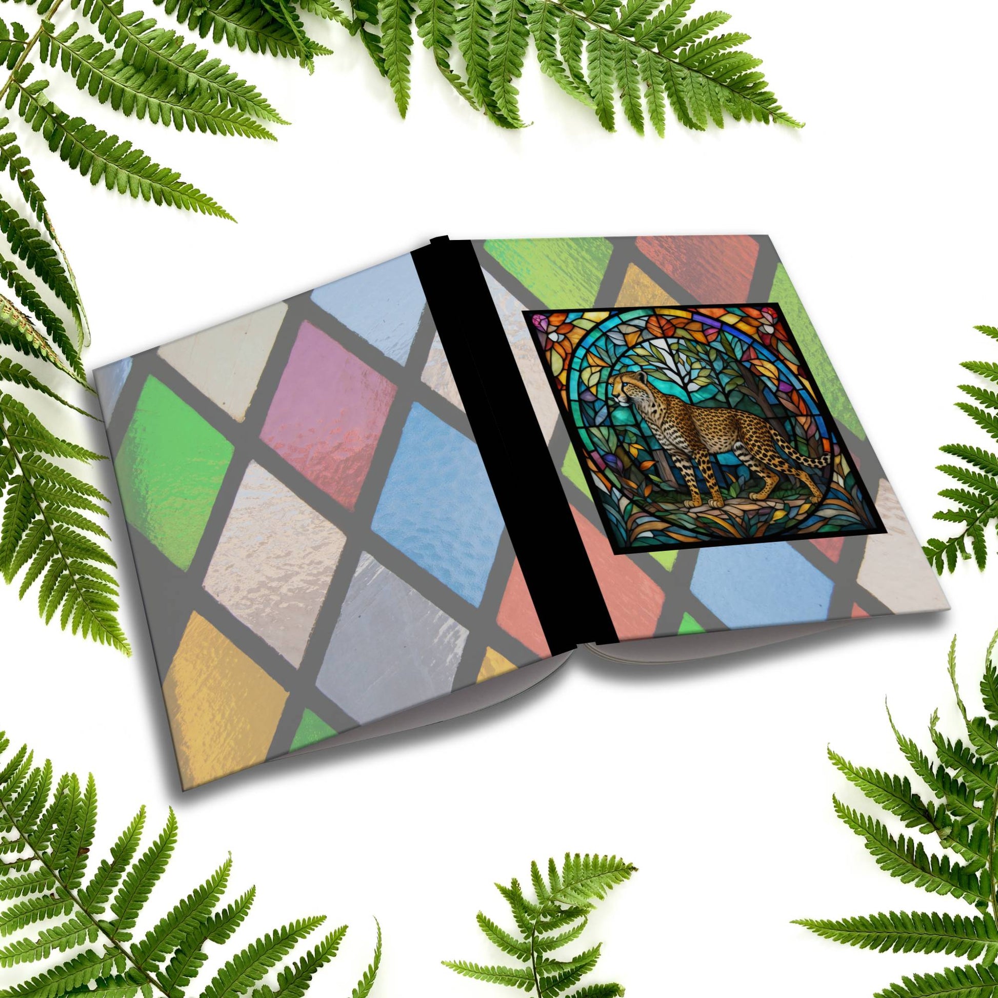 Cheetah stained glass zoo animals paperback journal composition notebook for creative writing and self-care
