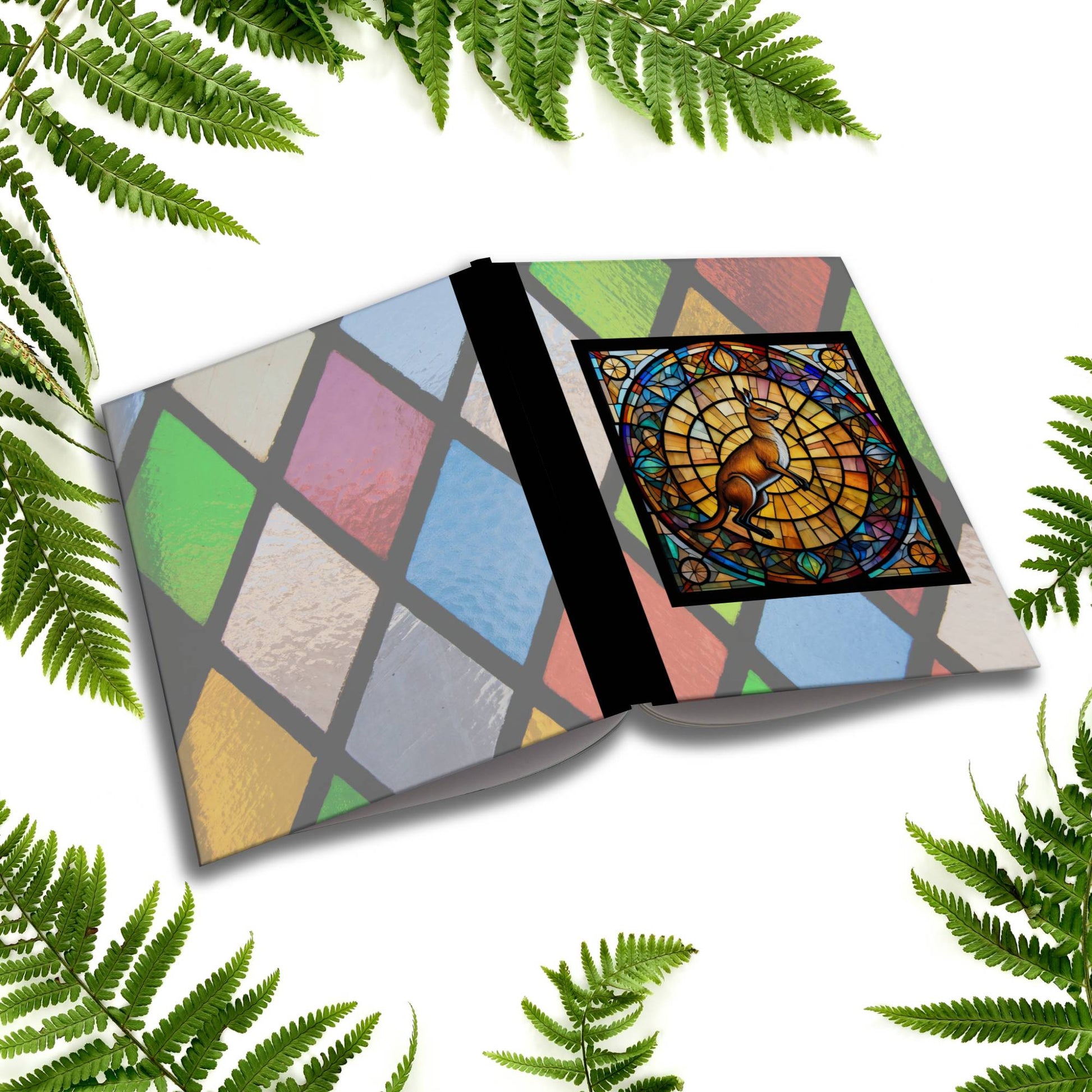 Kangaroo stained glass zoo animals paperback composition notebook journal for creative writing and note-taking