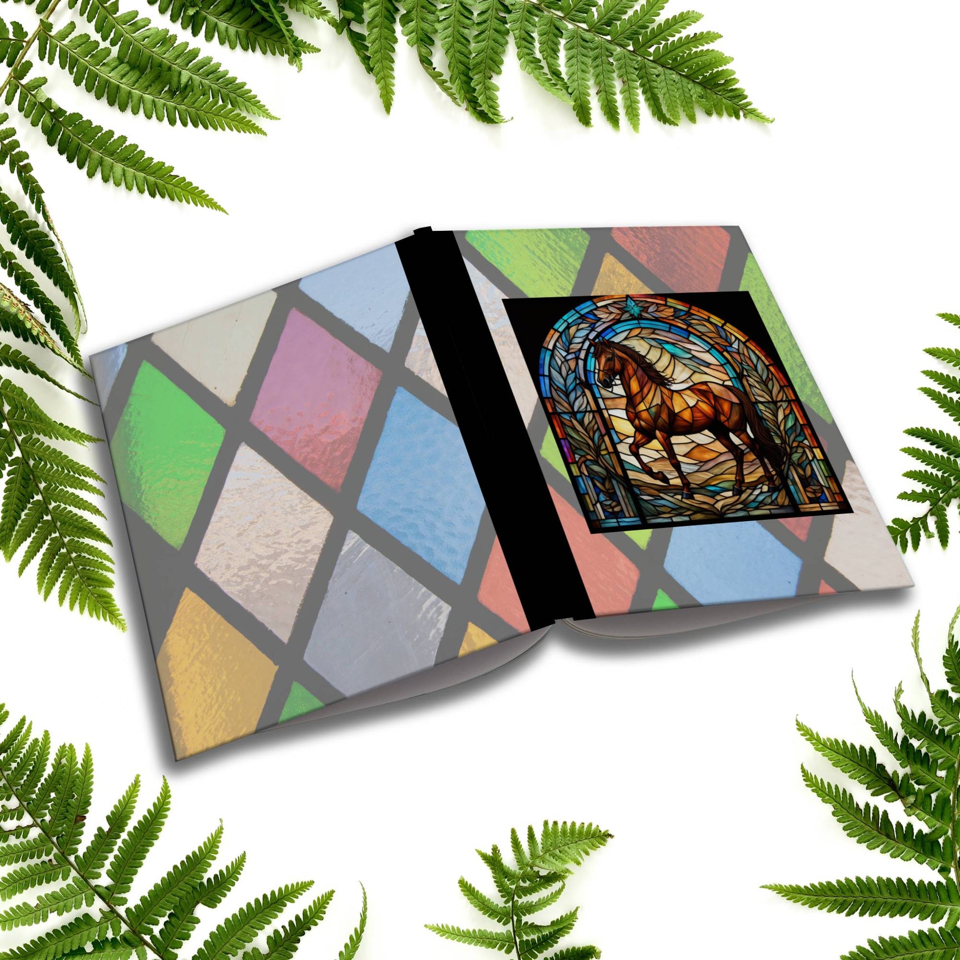Horse stained glass zoo animals paperback writing journal composition notebook for journaling and mindfulness