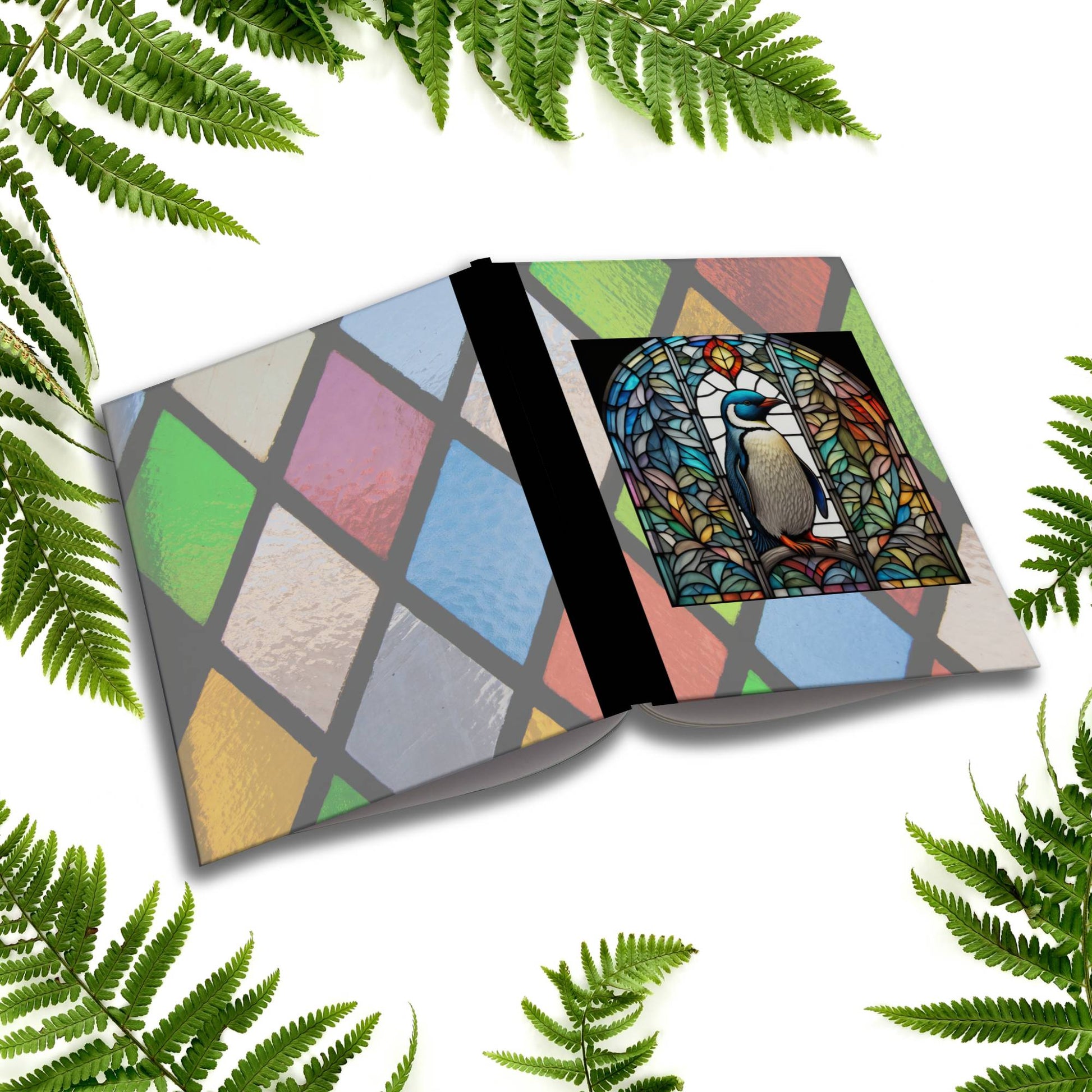Penguin stained glass zoo animals paperback journal composition notebook for writing, journaling, and mindfulness
