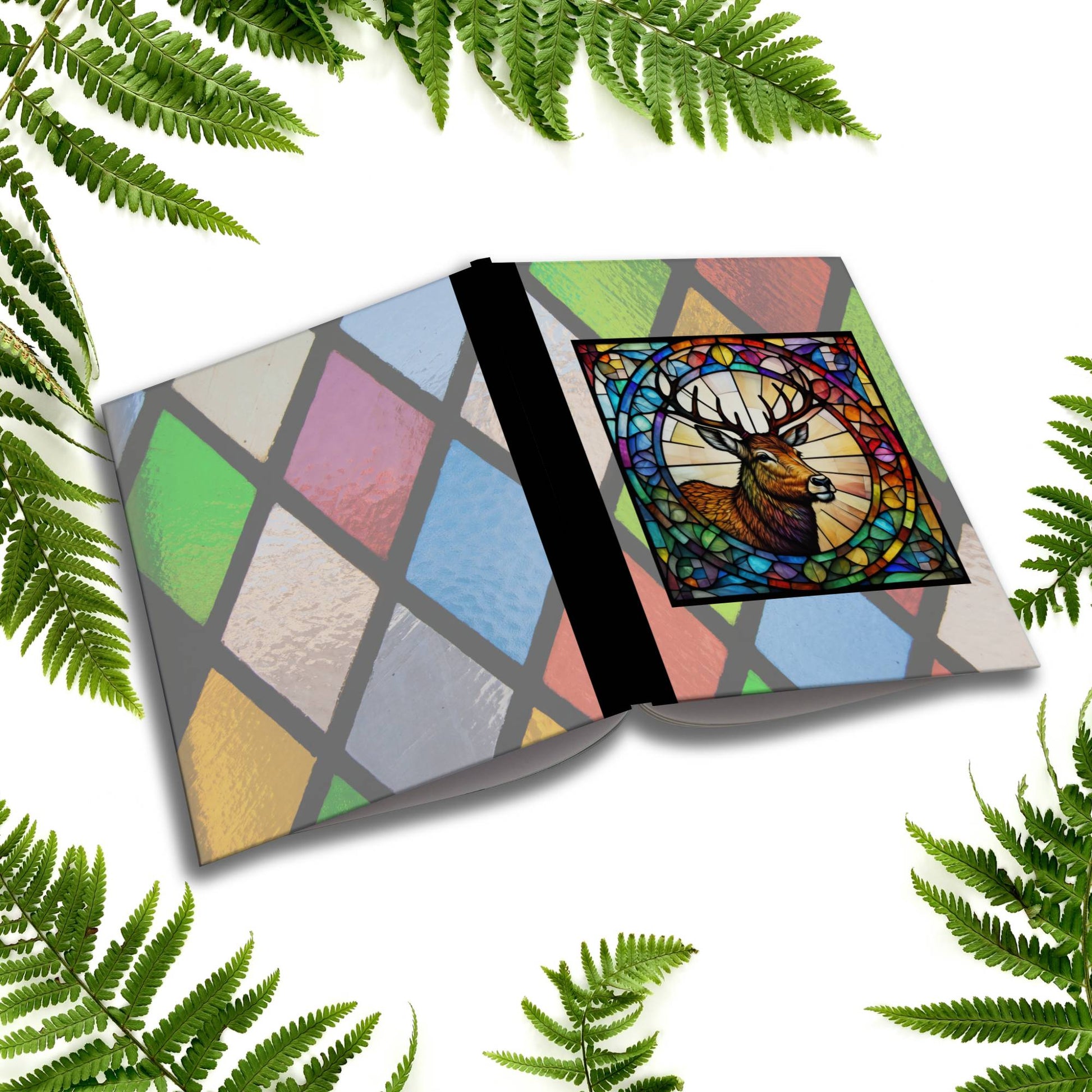Deer stained glass zoo animals paperback composition notebook journal for mindfulness, journaling, and notes