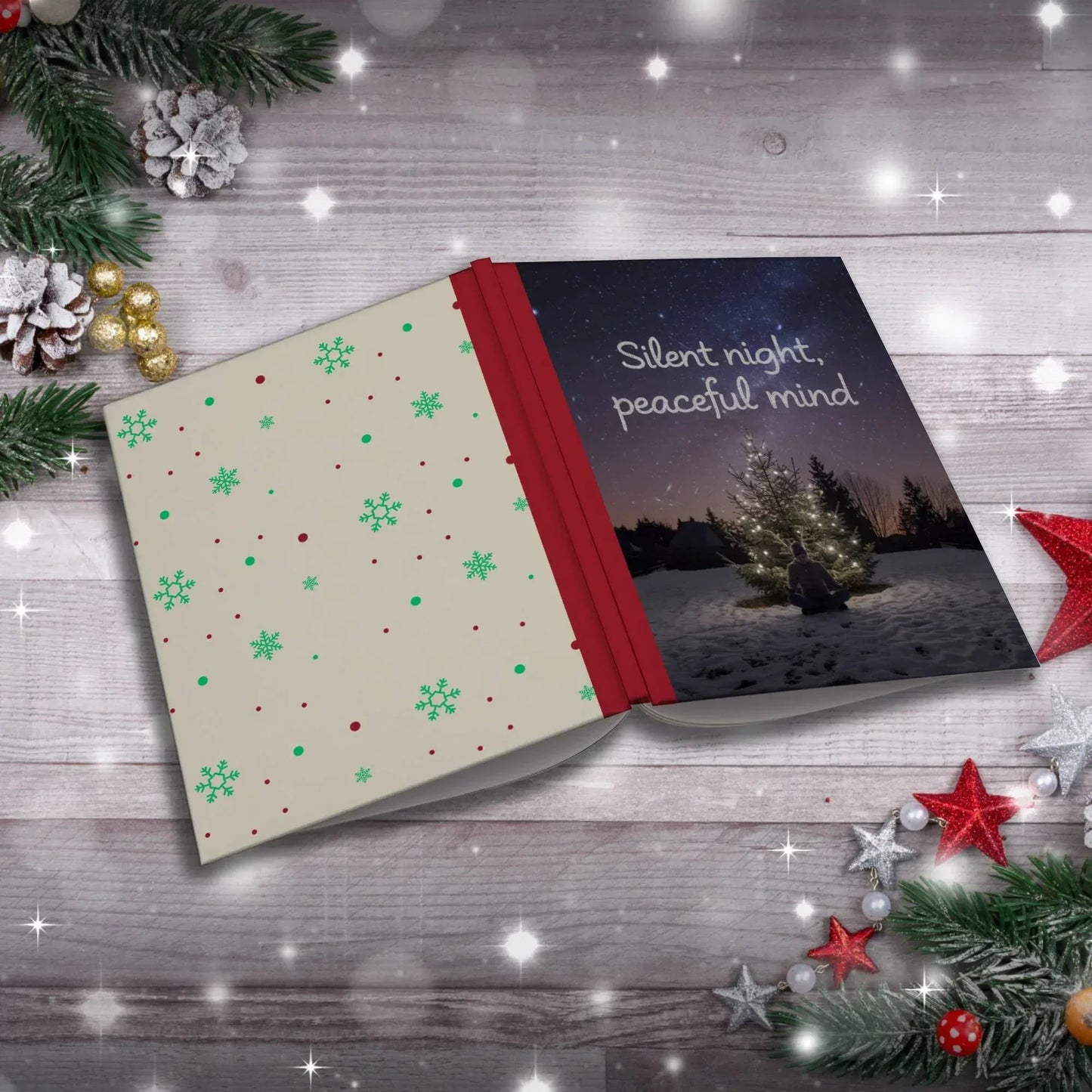 Shop our premium silent night peaceful mind christmas composition notebook from MySisterIsASurvivor.