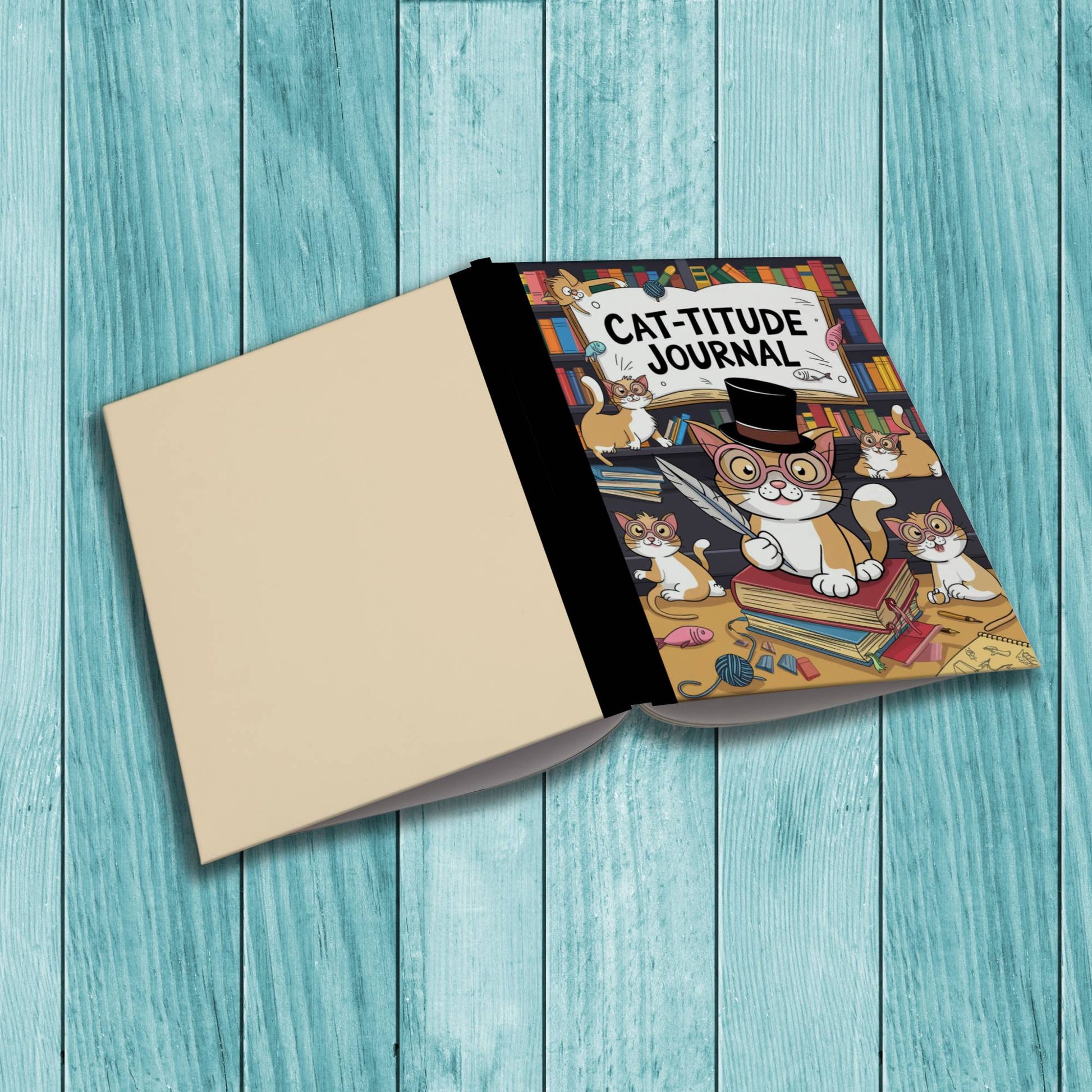 Cat-titude sturdy cardstock cover notebook designed for mindfulness, journaling, and wellness practices.