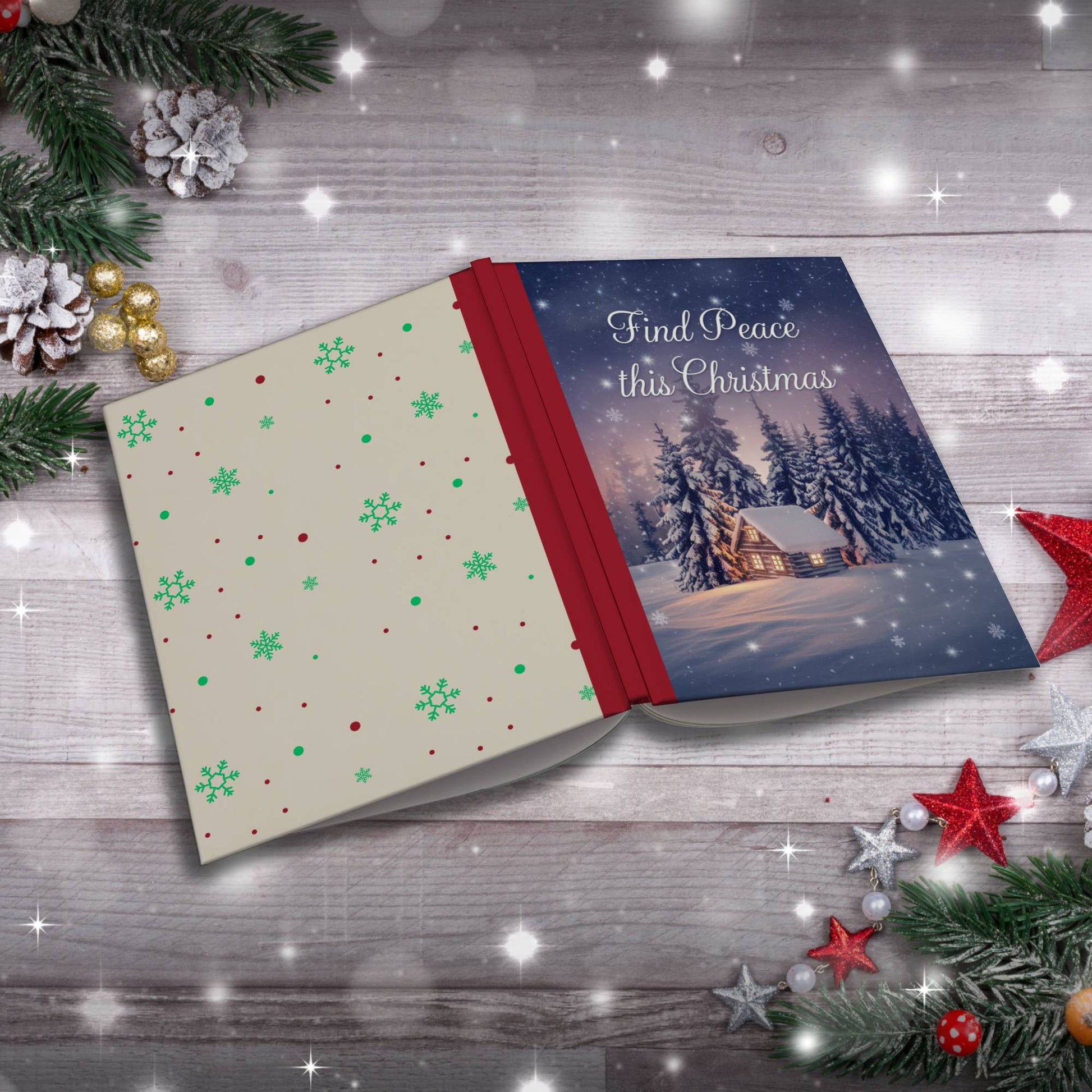 Holiday Greenery with Star Berries Paperback Christmas Composition Notebook for journaling and seasonal mindfulness