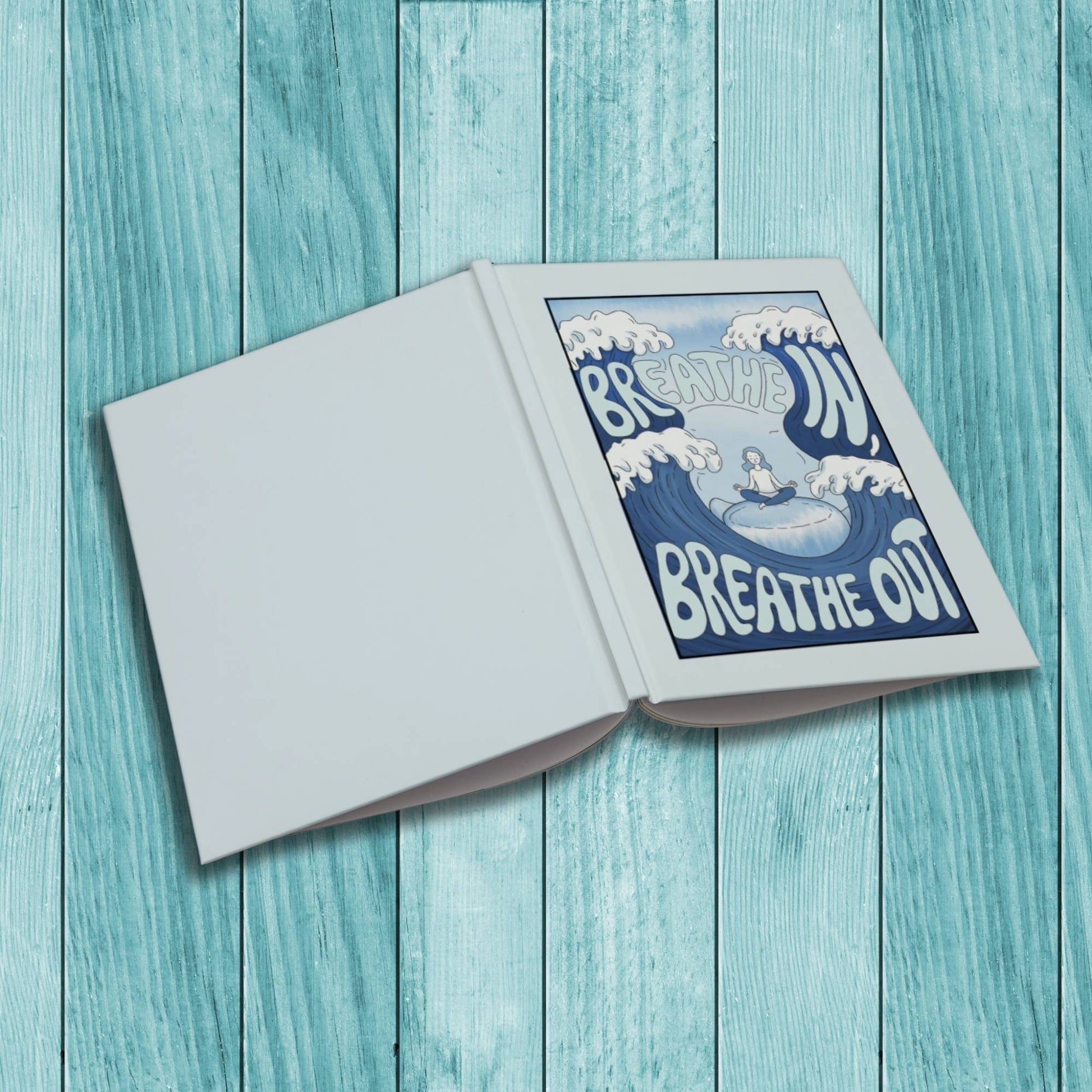 Breathe In Breathe Out composition notebook with sturdy cardstock cover, ideal for self-care journaling and mindfulness writing.