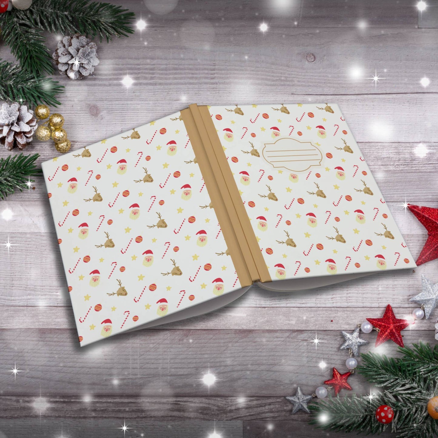 Santa, Snowflakes & Holiday Icons Paperback Christmas Composition Notebook for festive journaling and holiday mindfulness