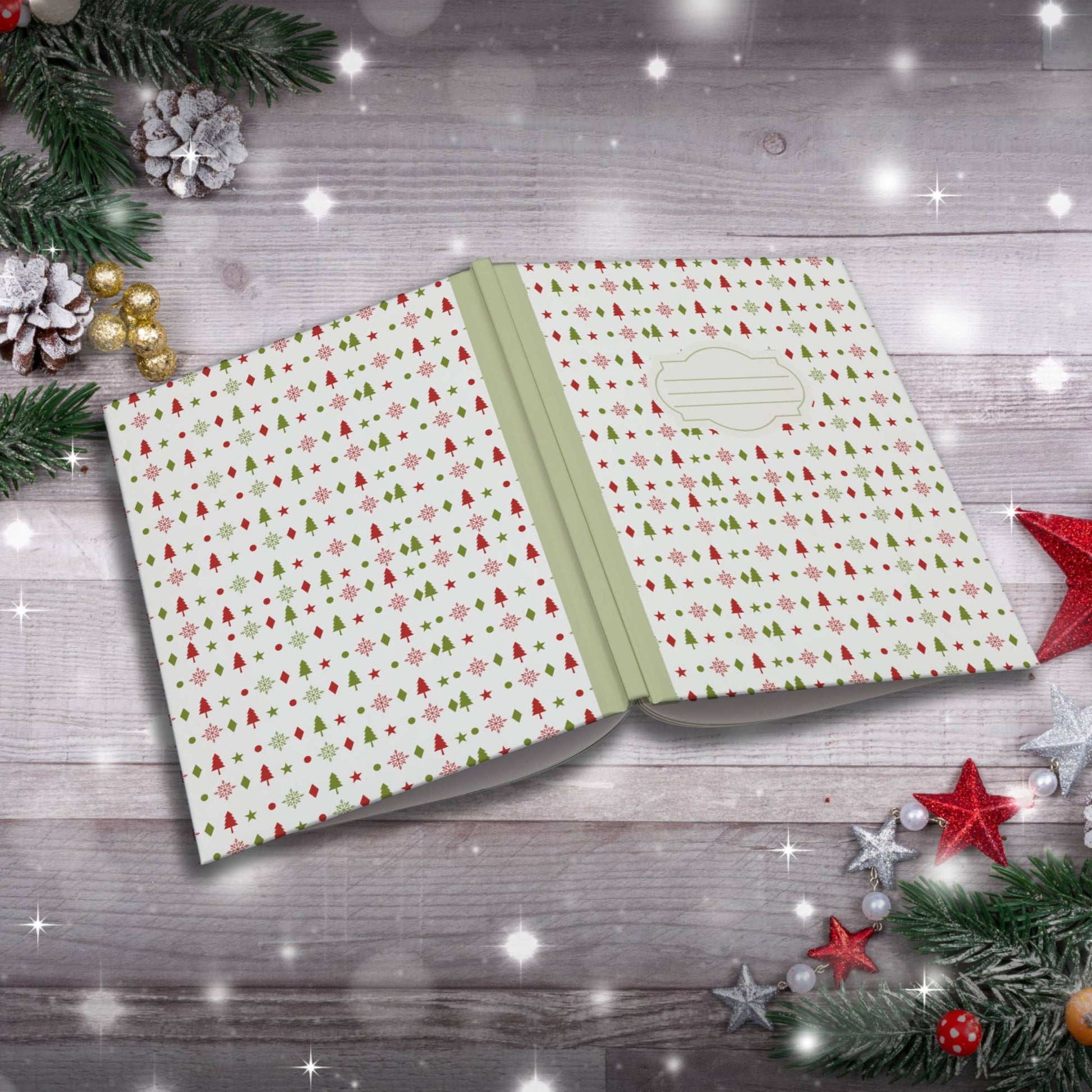 Red & Olive Christmas Stockings Paperback Christmas Composition Notebook for holiday journaling, gifts, and mindfulness