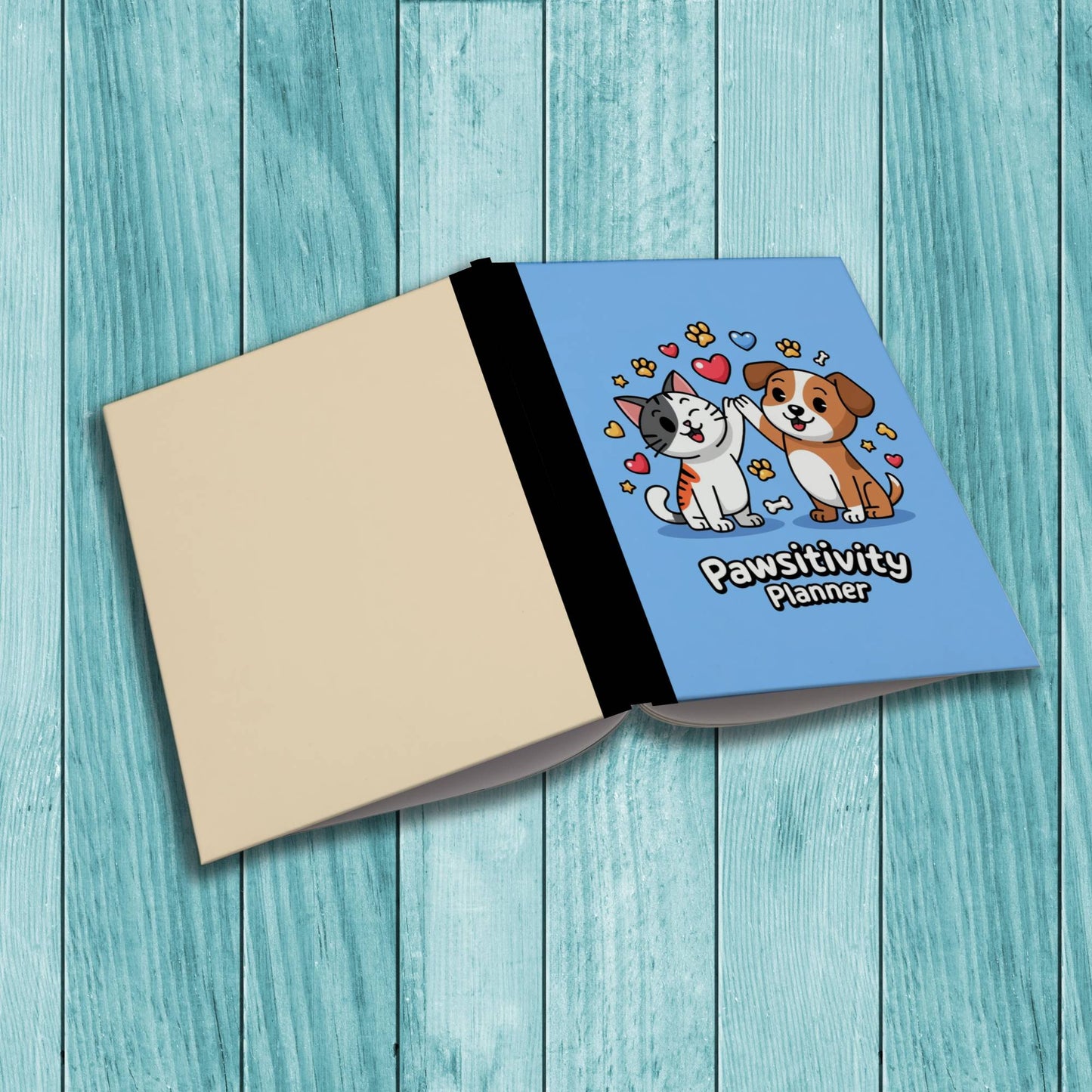 Pawsitivity Planner sturdy cover notebook for therapy notes, mindfulness, and stress relief journaling.