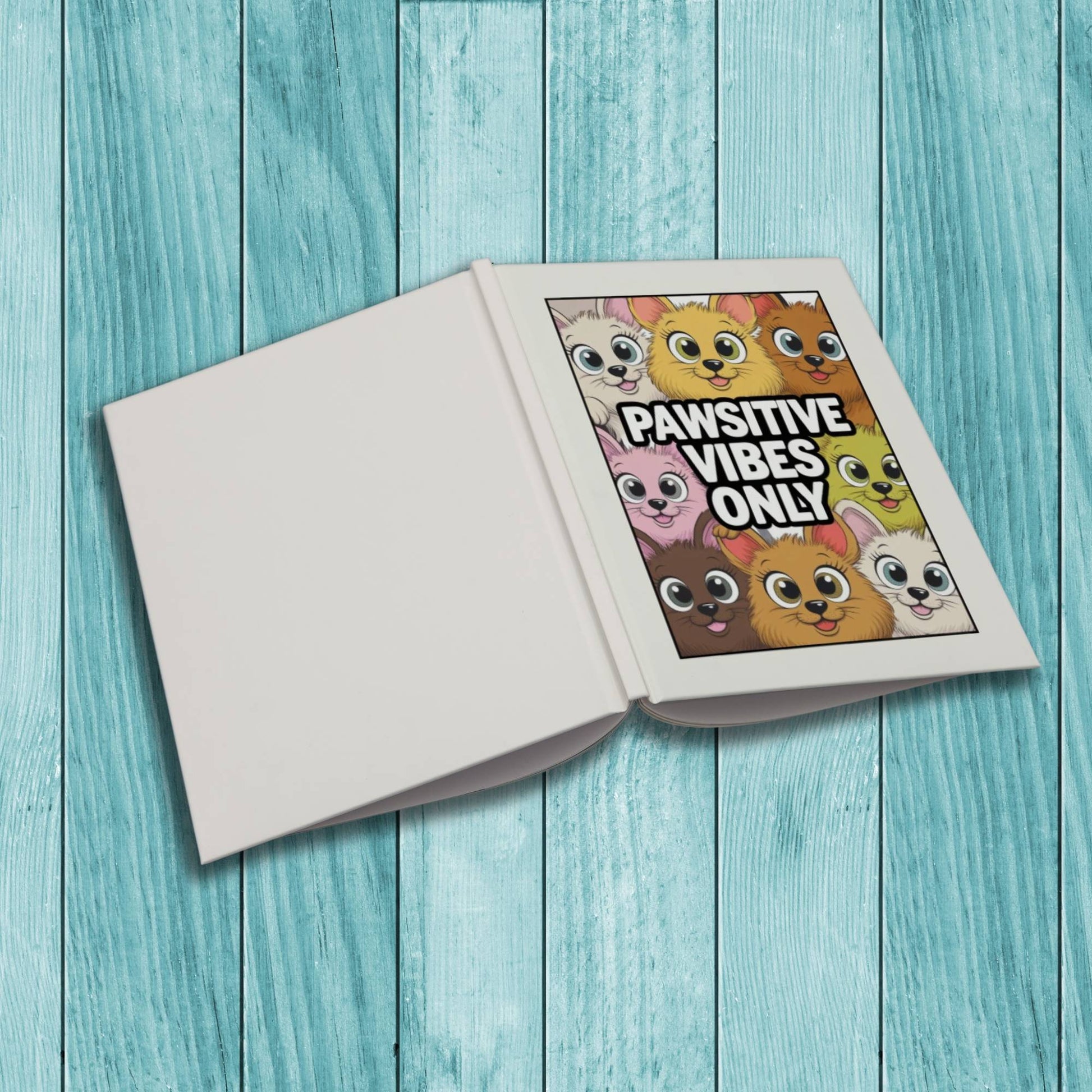 Pawsitive Vibes Only sturdy cardstock cover notebook for affirmations, journaling, and mindfulness writing.