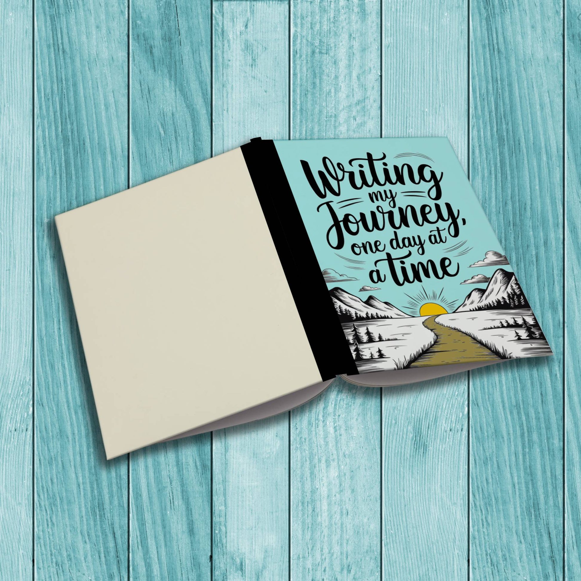 Writing My Journey One Day At A Time sturdy cardstock cover notebook for mindfulness journaling and reflections.
