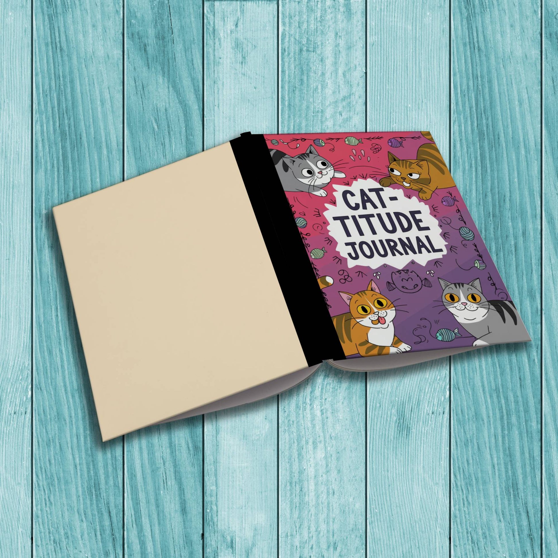 Cat-titude journal composition notebook with sturdy cardstock cover, perfect for daily mindfulness and anxiety relief.