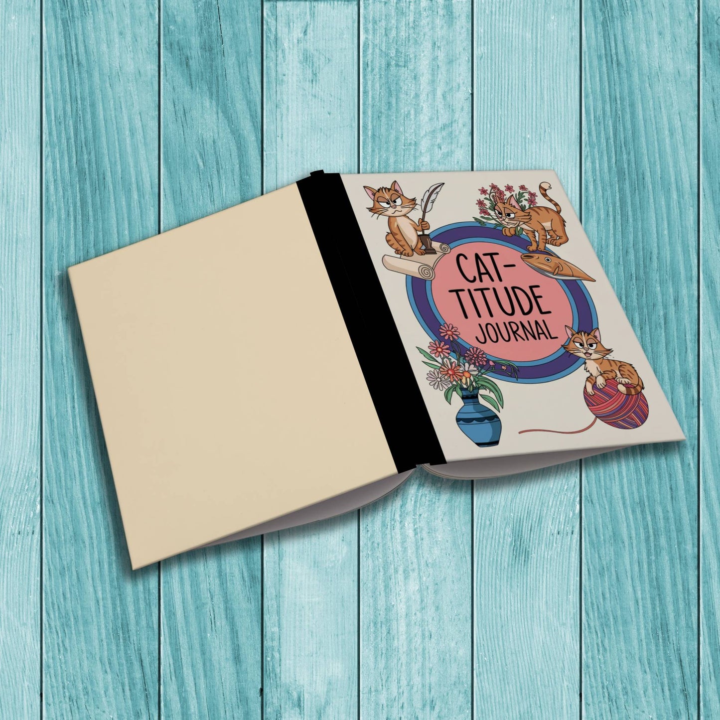 Cute Cat-titude sturdy cover composition notebook for stress relief, journaling, and therapy reflections.