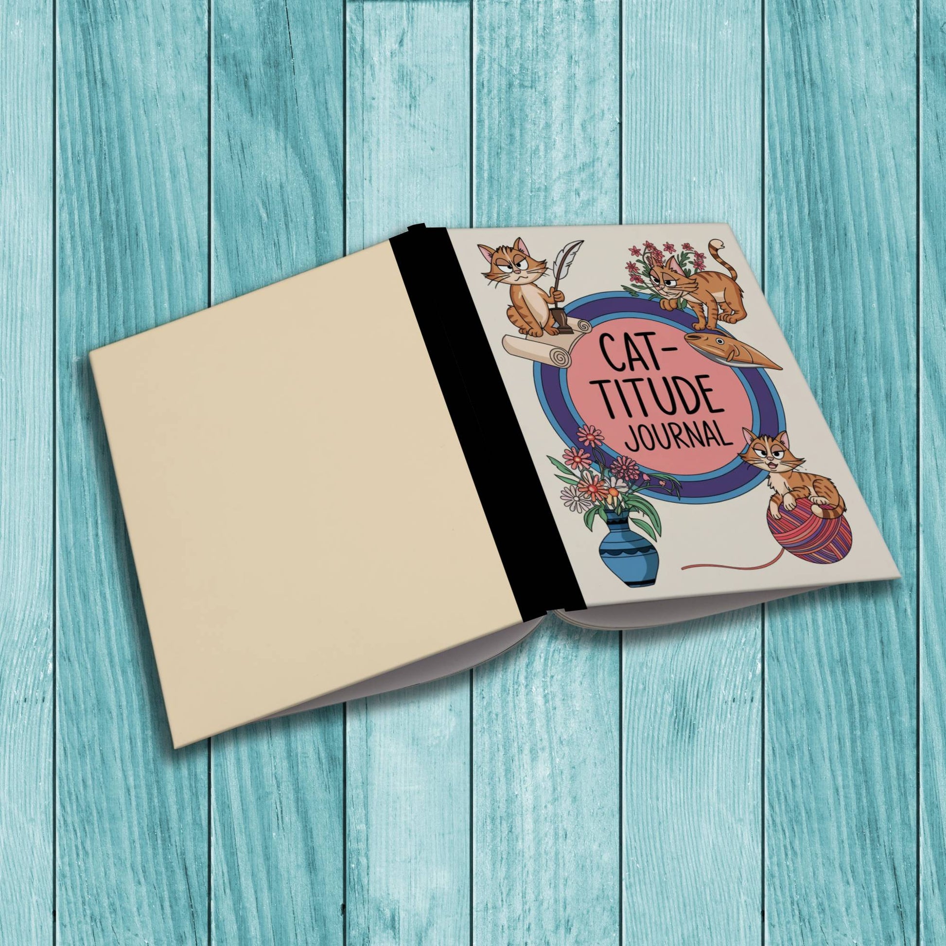 Cute Cat-titude sturdy cover composition notebook for stress relief, journaling, and therapy reflections.