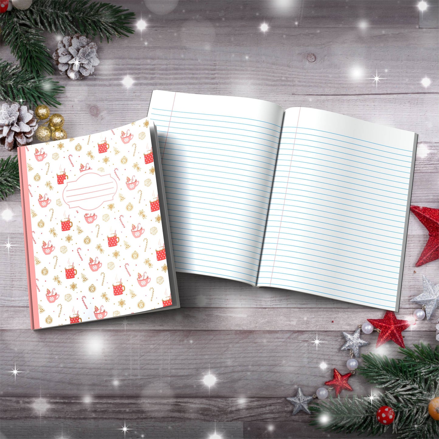 Candy Canes & Hot Cocoa Design Paperback Christmas Composition Notebook for mindful journaling and holiday gifts