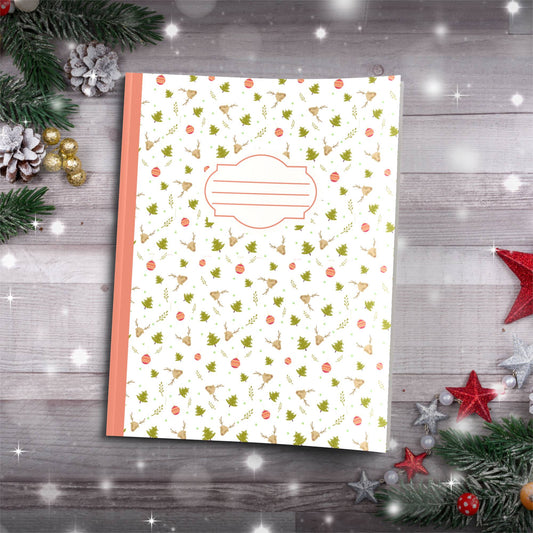 Christmas Trees, Ornaments & Reindeer Paperback Christmas Composition Notebook for holiday journaling and festive writing
