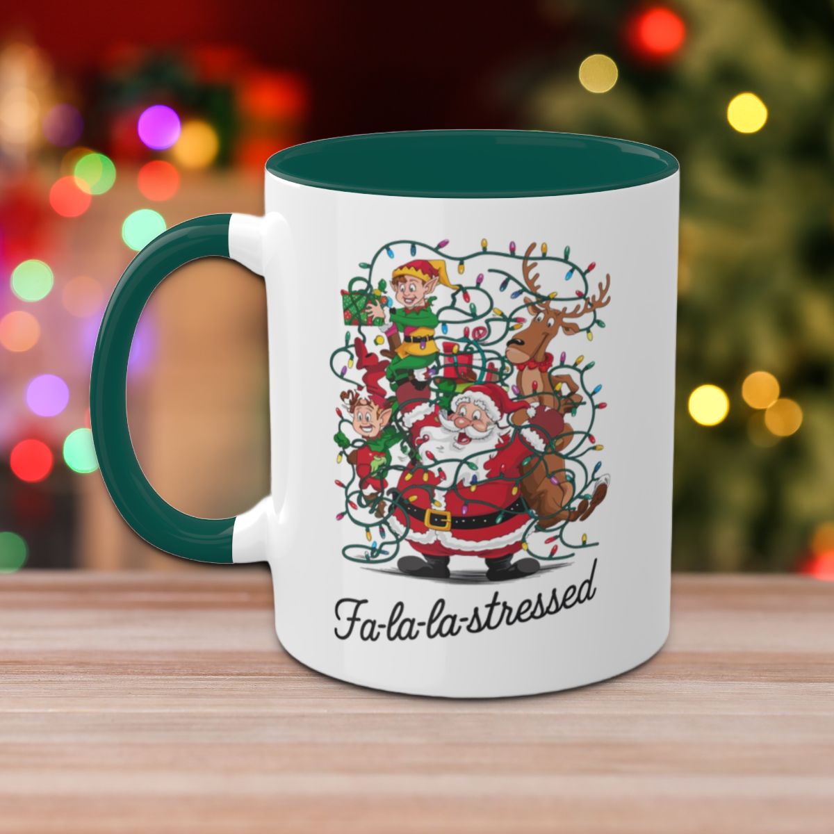 Fa-la-la Stressed: Colorful Christmas Mugs, Funny Mental Health Mug, Anxiety Humor Coffee Cup, Holiday Self-Care Gift, Festive Stocking Stuffer
