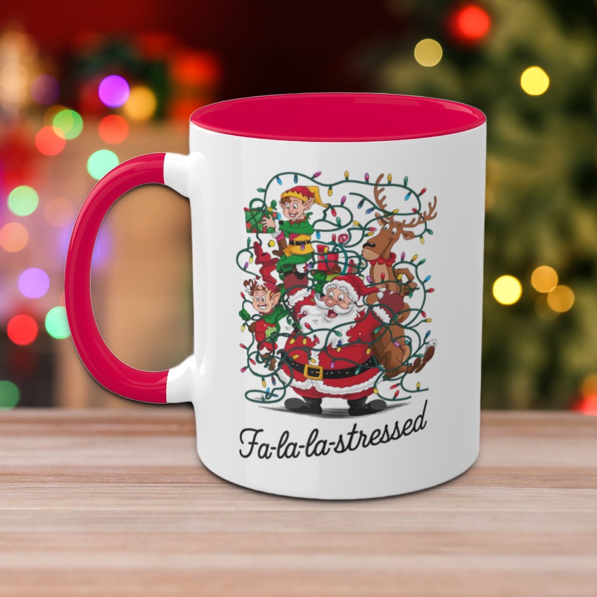 Fa-la-la Stressed: Colorful Christmas Mugs, Funny Mental Health Mug, Anxiety Humor Coffee Cup, Holiday Self-Care Gift, Festive Stocking Stuffer