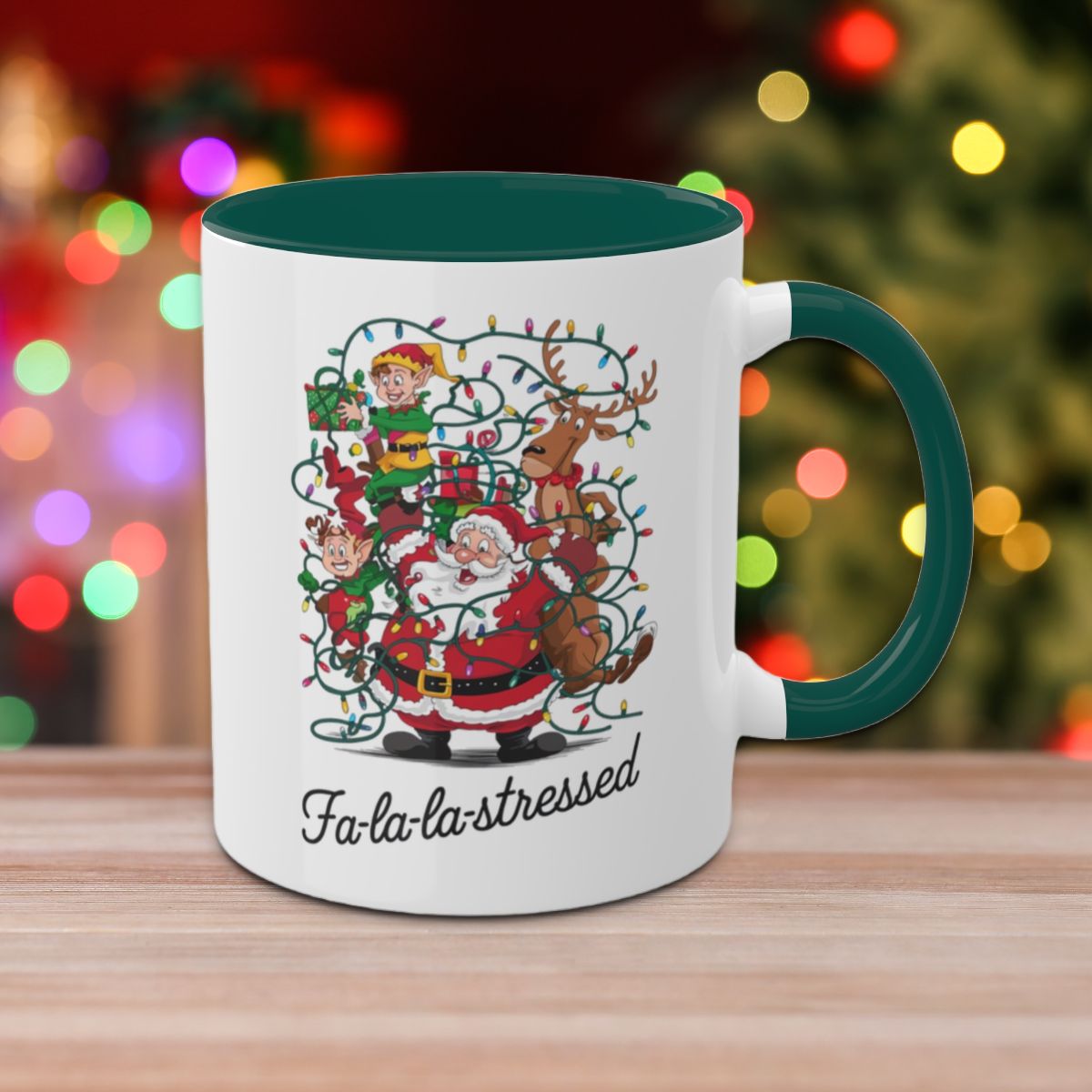 Fa-la-la Stressed: Colorful Christmas Mugs, Funny Mental Health Mug, Anxiety Humor Coffee Cup, Holiday Self-Care Gift, Festive Stocking Stuffer
